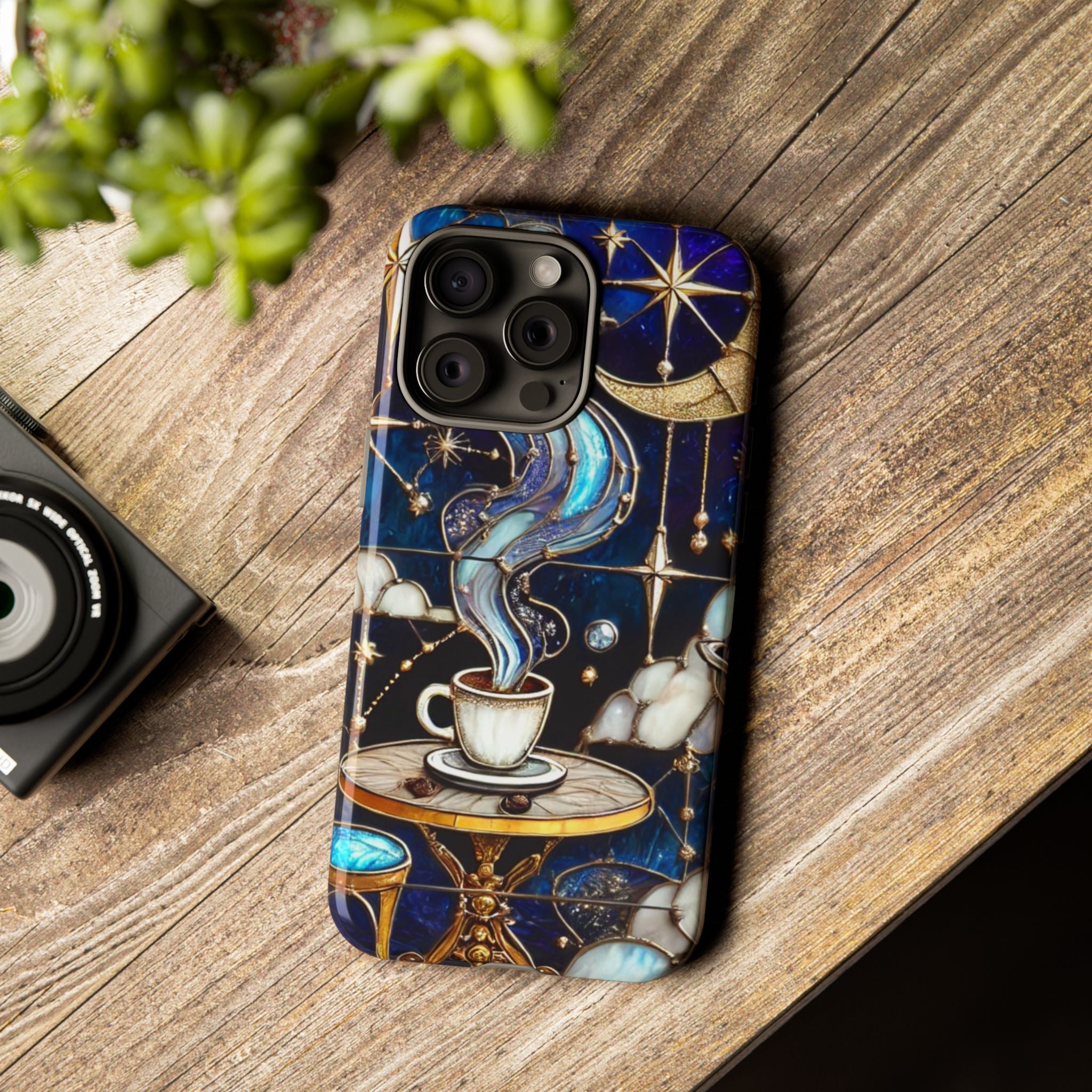 Celestial Stained Glass Coffee iPhone Case – Shockproof 3D Wrap