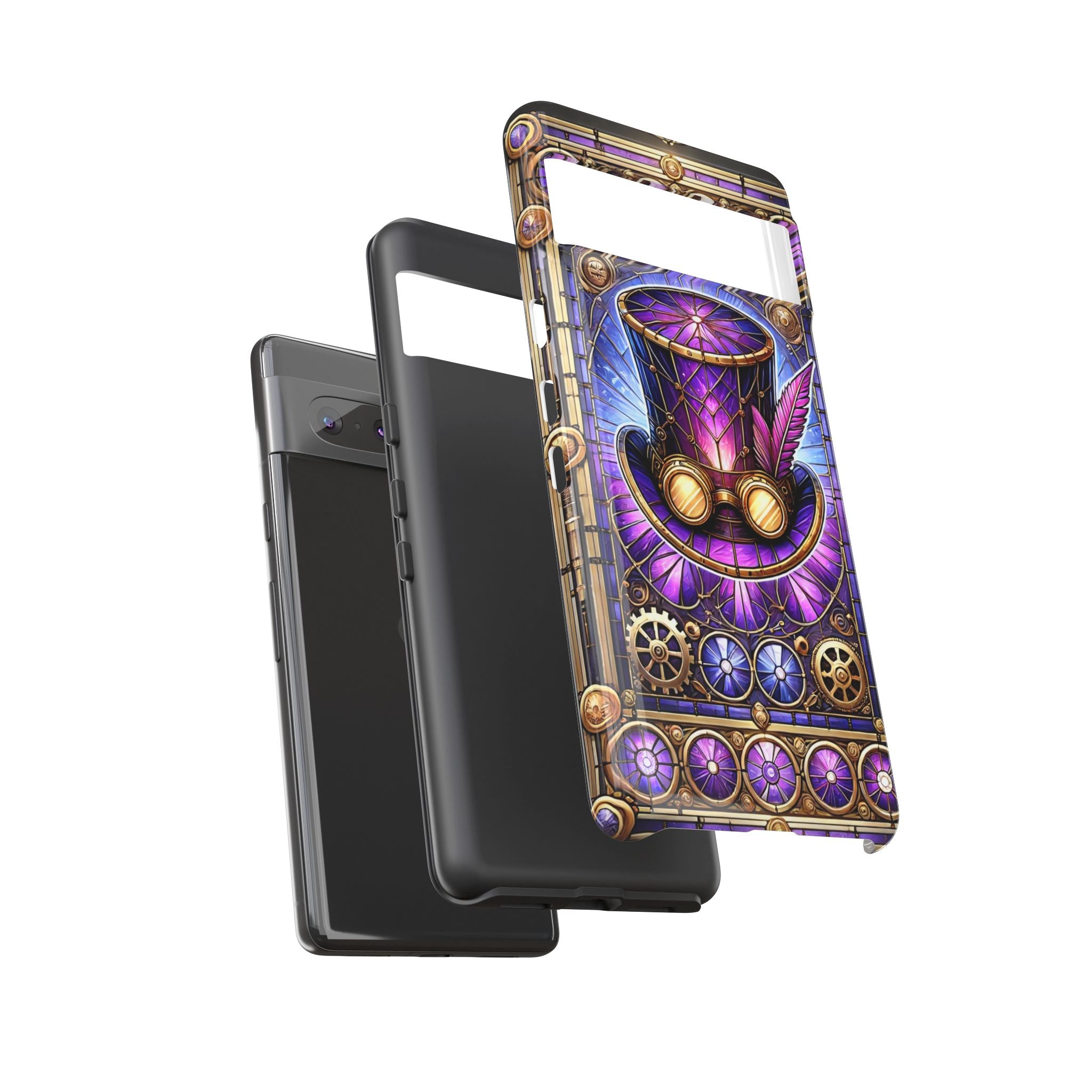 Stained Glass Steampunk Android Phone Case – 3D Full-Wrap Protective Cover with TPU Liner
