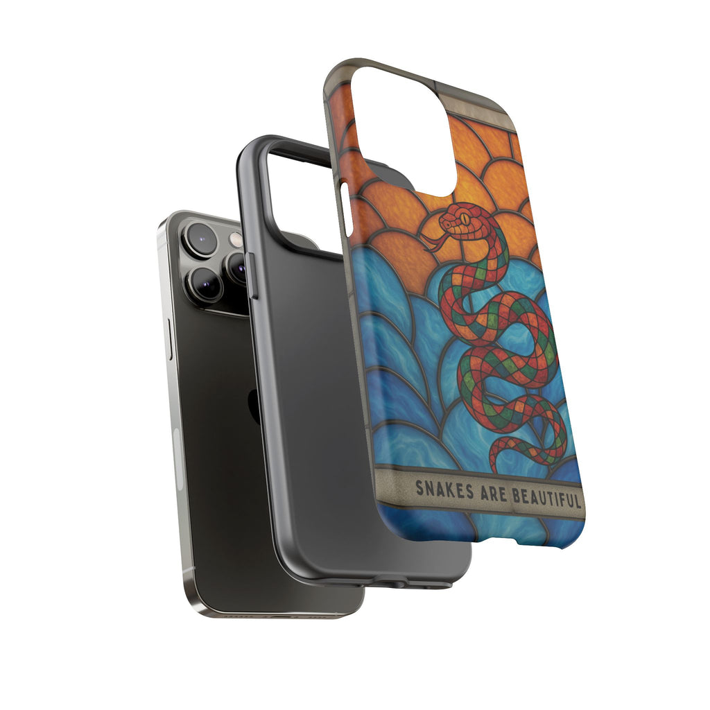 Snakes Are Beautiful Stained Glass Phone Case, Colorful Reptile Design Phone Cover, Nature Lovers Reptile Phone Case, Danger Noodle Case