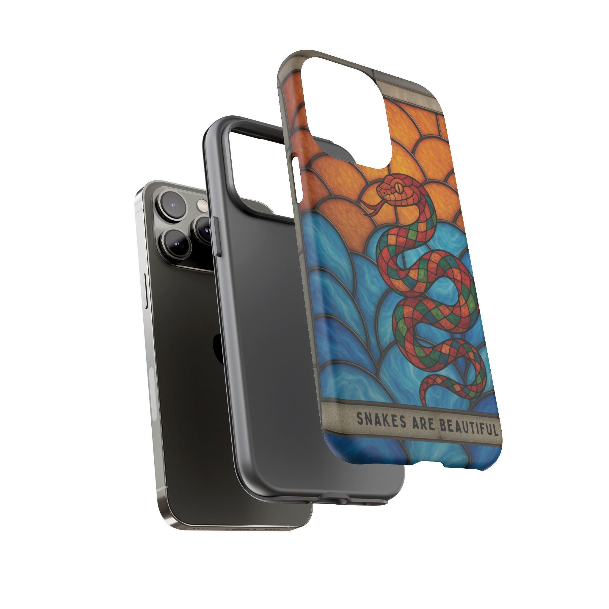Snakes Are Beautiful Stained Glass Phone Case, Colorful Reptile Design Phone Cover, Nature Lovers Reptile Phone Case, Danger Noodle Case