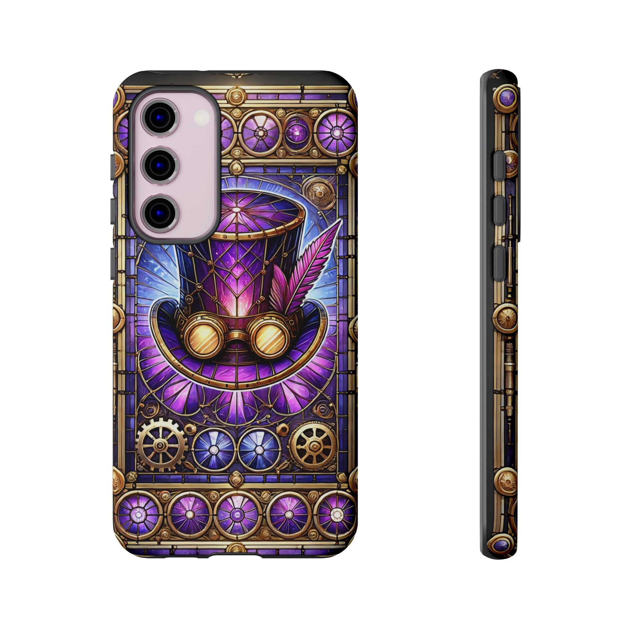 Stained Glass Steampunk Android Phone Case – 3D Full-Wrap Protective Cover with TPU Liner