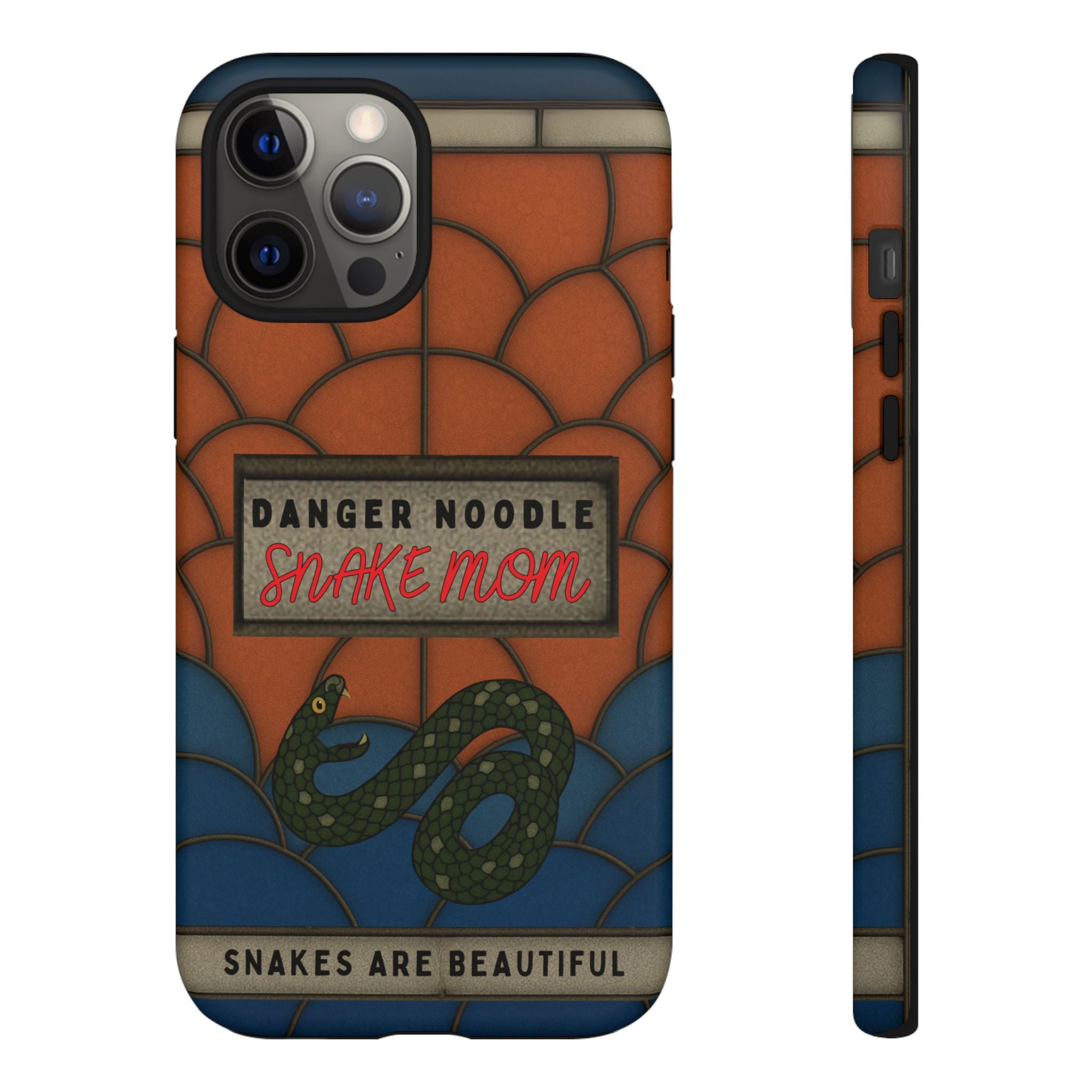 Danger Noodle Snake Mom Phone Case | Snakes Are Beautiful |Stained Glass Snake Art | Funny Snake Lover Gift |  Reptile Mom Phone Cover