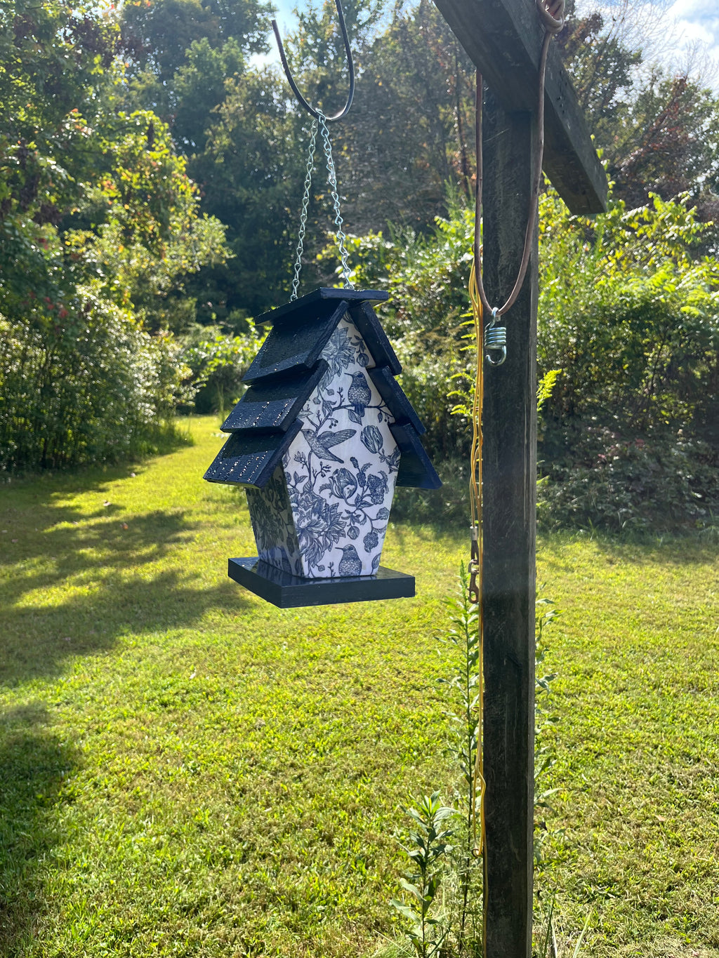 Handmade Classic Blue Wooden Birdhouse