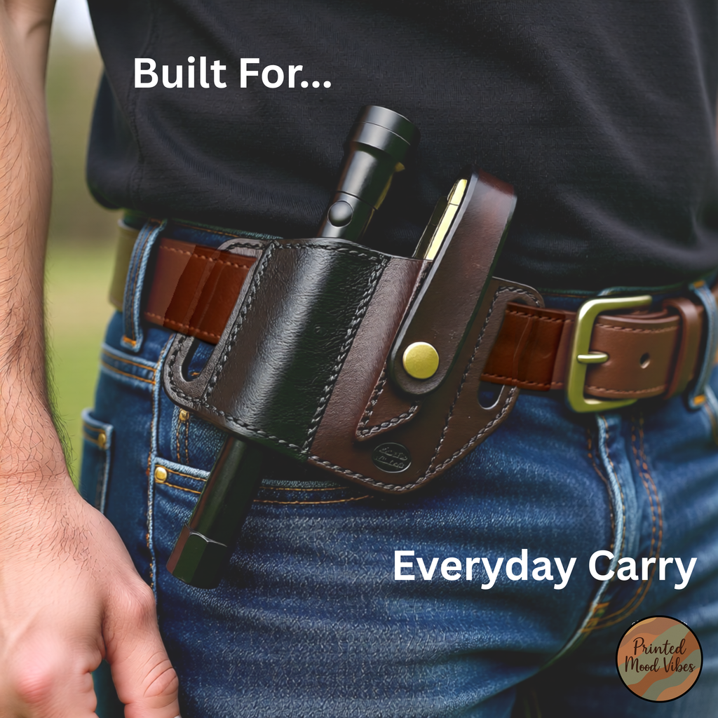 Handmade Knife and Flashlight Leather Sheath, Dad Gift, Tool Belt Knife and Flashlight Holder