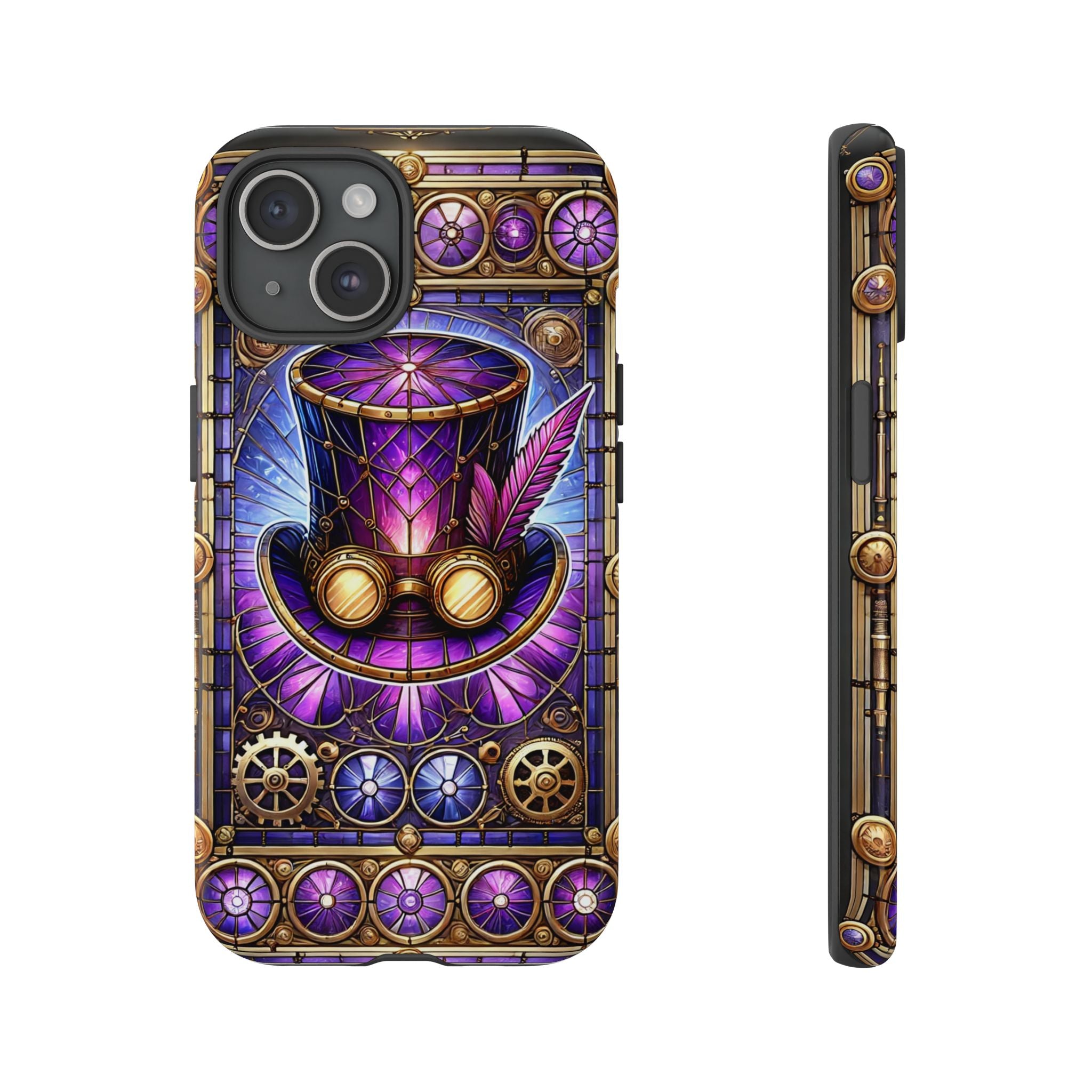 Stained Glass Steampunk iPhone Case – 3D Full-Wrap Protective Phone Cover With TPU Liner
