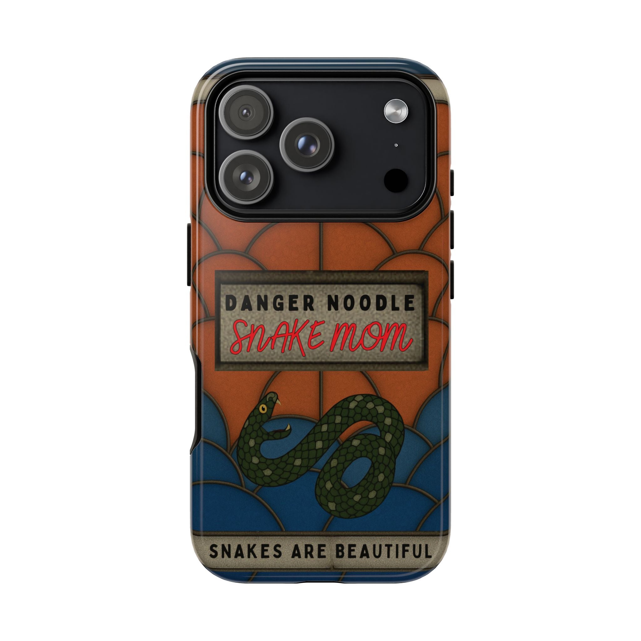 Danger Noodle Snake Mom Phone Case | Snakes Are Beautiful |Stained Glass Snake Art | Funny Snake Lover Gift |  Reptile Mom Phone Cover