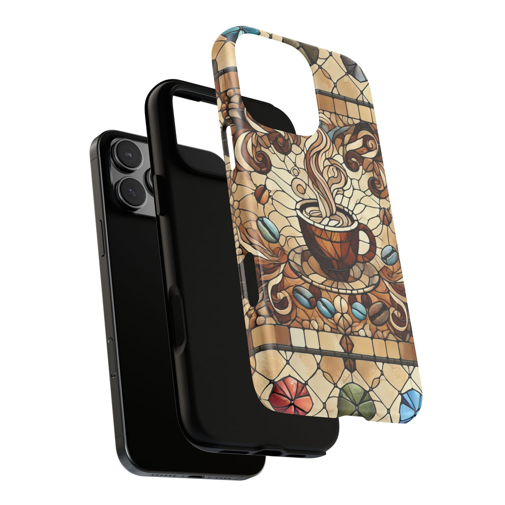 Stained Glass Coffee iPhone Case – Shockproof TPU, 3D Wrap Design