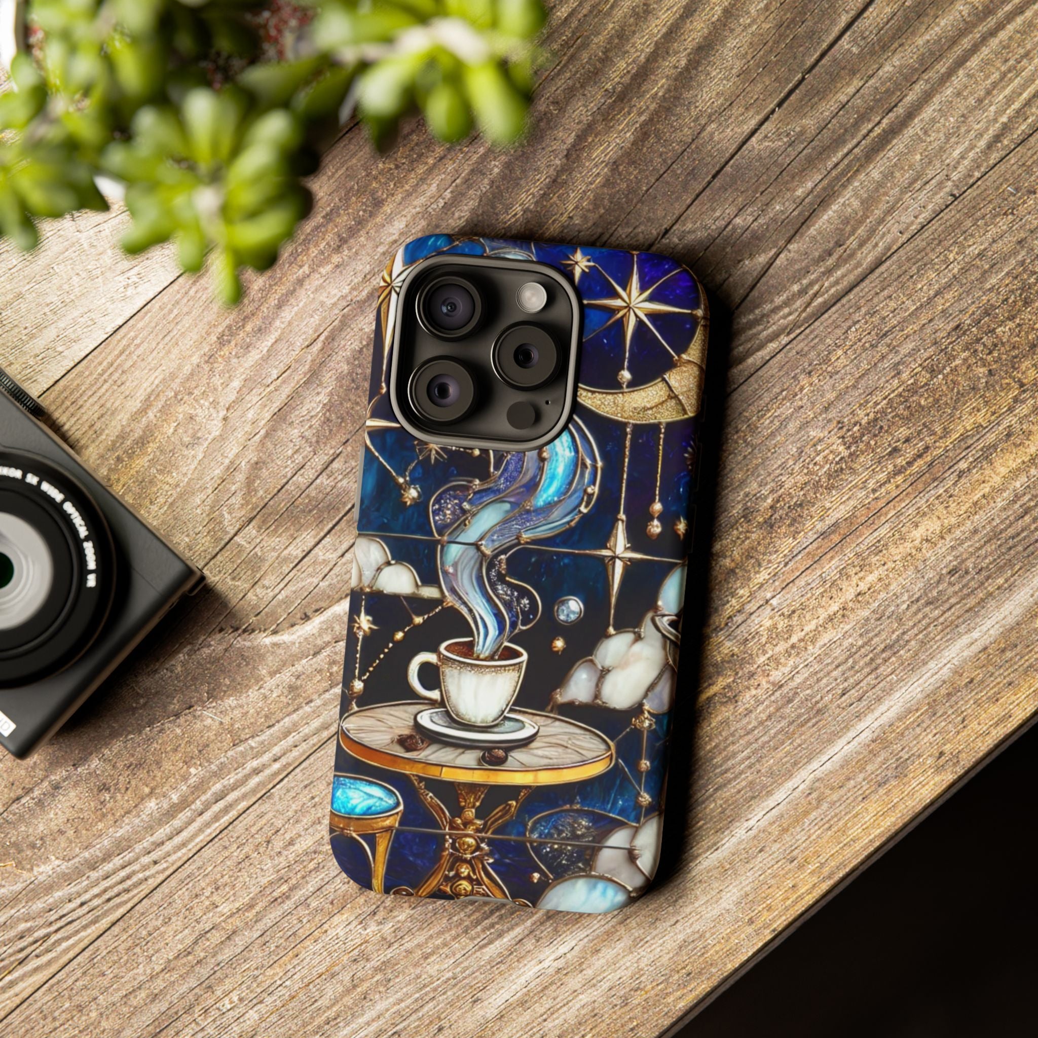 Celestial Stained Glass Coffee iPhone Case – Shockproof 3D Wrap