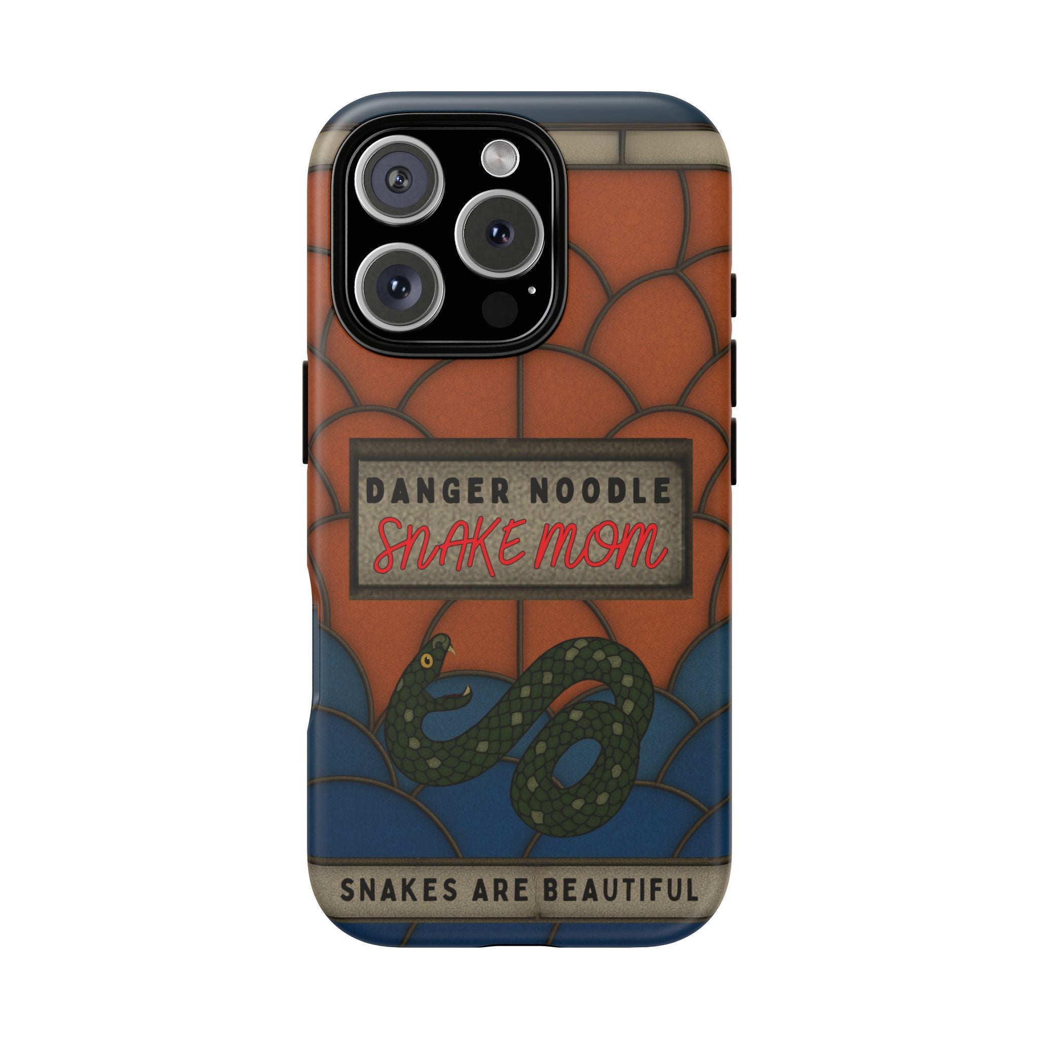 Danger Noodle Snake Mom Phone Case | Snakes Are Beautiful |Stained Glass Snake Art | Funny Snake Lover Gift |  Reptile Mom Phone Cover