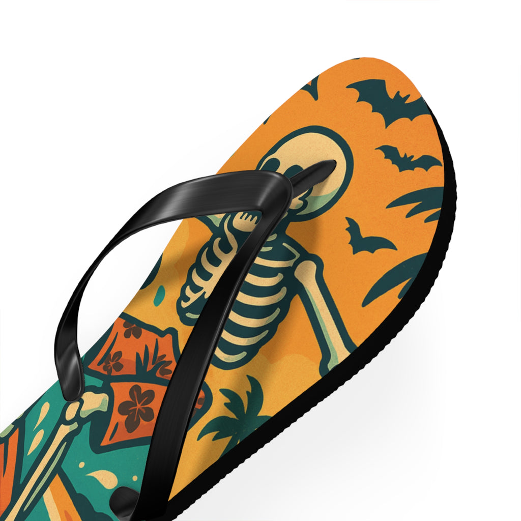Halloween Skeleton Flip Flops - Summerween Surfer Beach Sandals