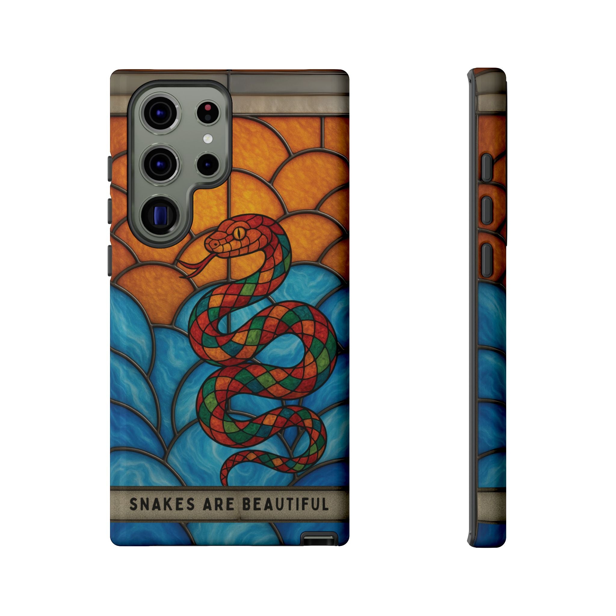 Snakes Are Beautiful Stained Glass Phone Case, Colorful Reptile Design Phone Cover, Nature Lovers Reptile Phone Case, Danger Noodle Case