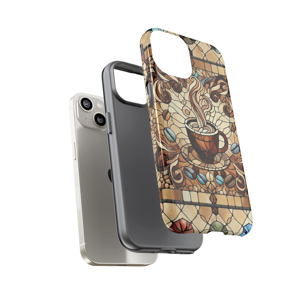 Stained Glass Coffee iPhone Case – Shockproof TPU, 3D Wrap Design