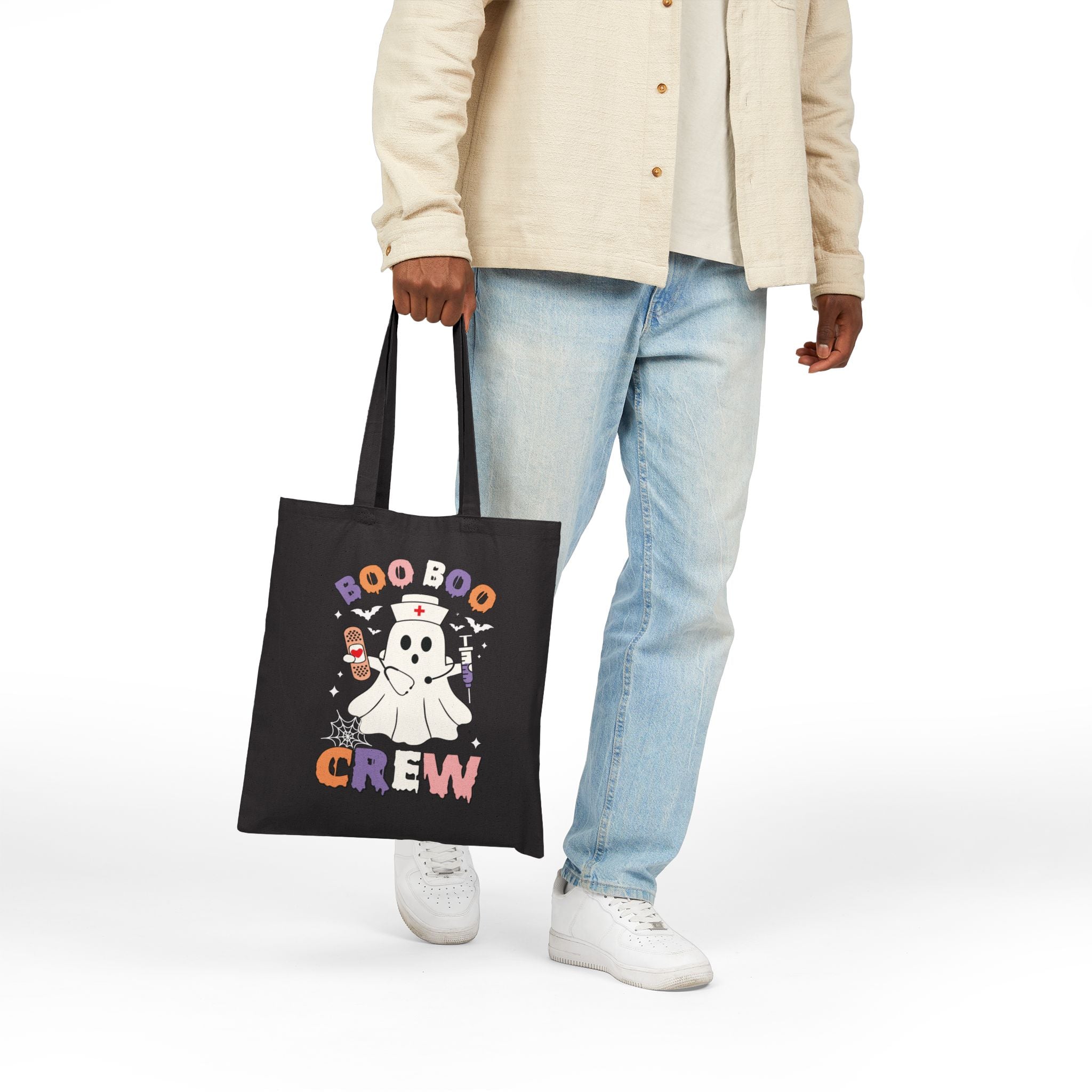 Boo-boo Crew Canvas Nurse Tote Bag - Spooky Season Medical Student Gift, Halloween Trick or Treat Bag, Healthcare Worker Reusable Laptop Bag