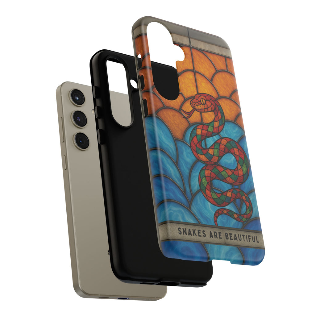 Snakes Are Beautiful Stained Glass Phone Case, Colorful Reptile Design Phone Cover, Nature Lovers Reptile Phone Case, Danger Noodle Case