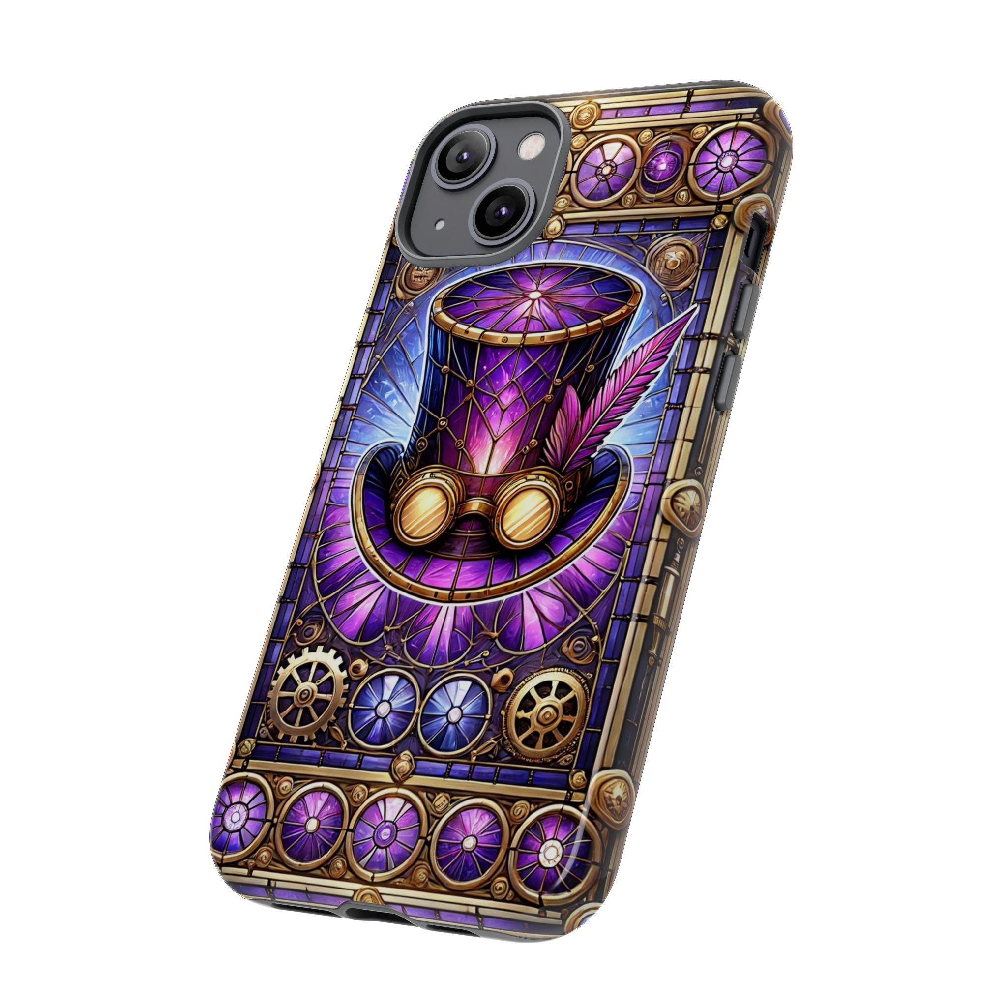 Stained Glass Steampunk iPhone Case – 3D Full-Wrap Protective Phone Cover With TPU Liner
