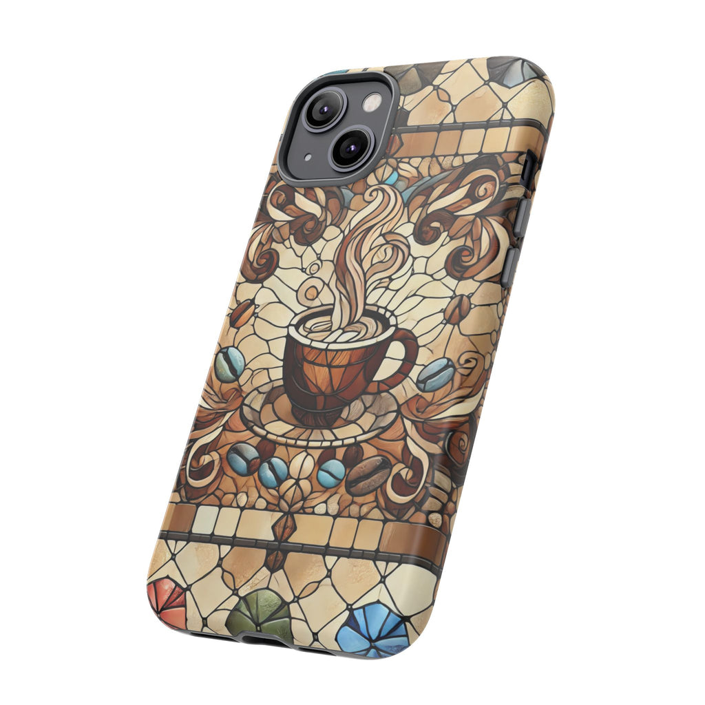 Stained Glass Coffee iPhone Case – Shockproof TPU, 3D Wrap Design