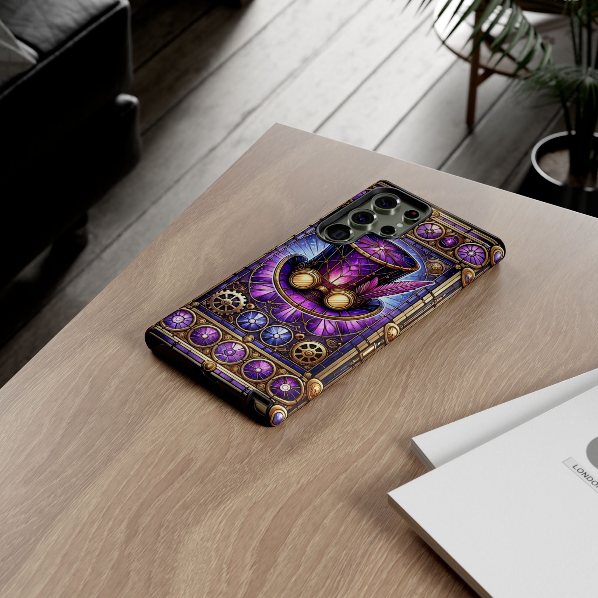 Stained Glass Steampunk Android Phone Case – 3D Full-Wrap Protective Cover with TPU Liner