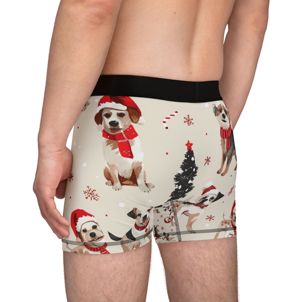 Christmas Dog Boxer Briefs — Festive Puppies All-Over Print Men's Boxers