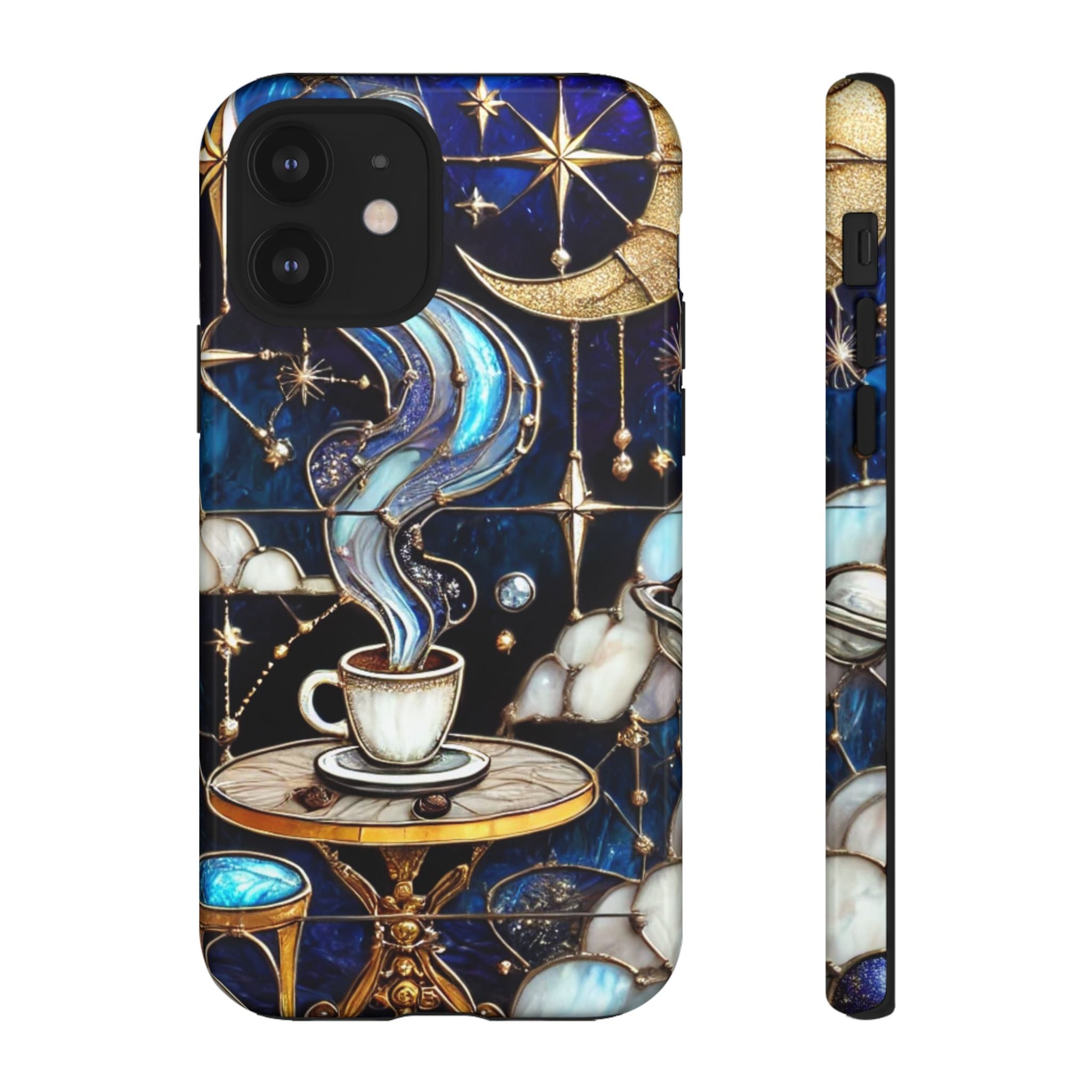 Celestial Stained Glass Coffee iPhone Case – Shockproof 3D Wrap