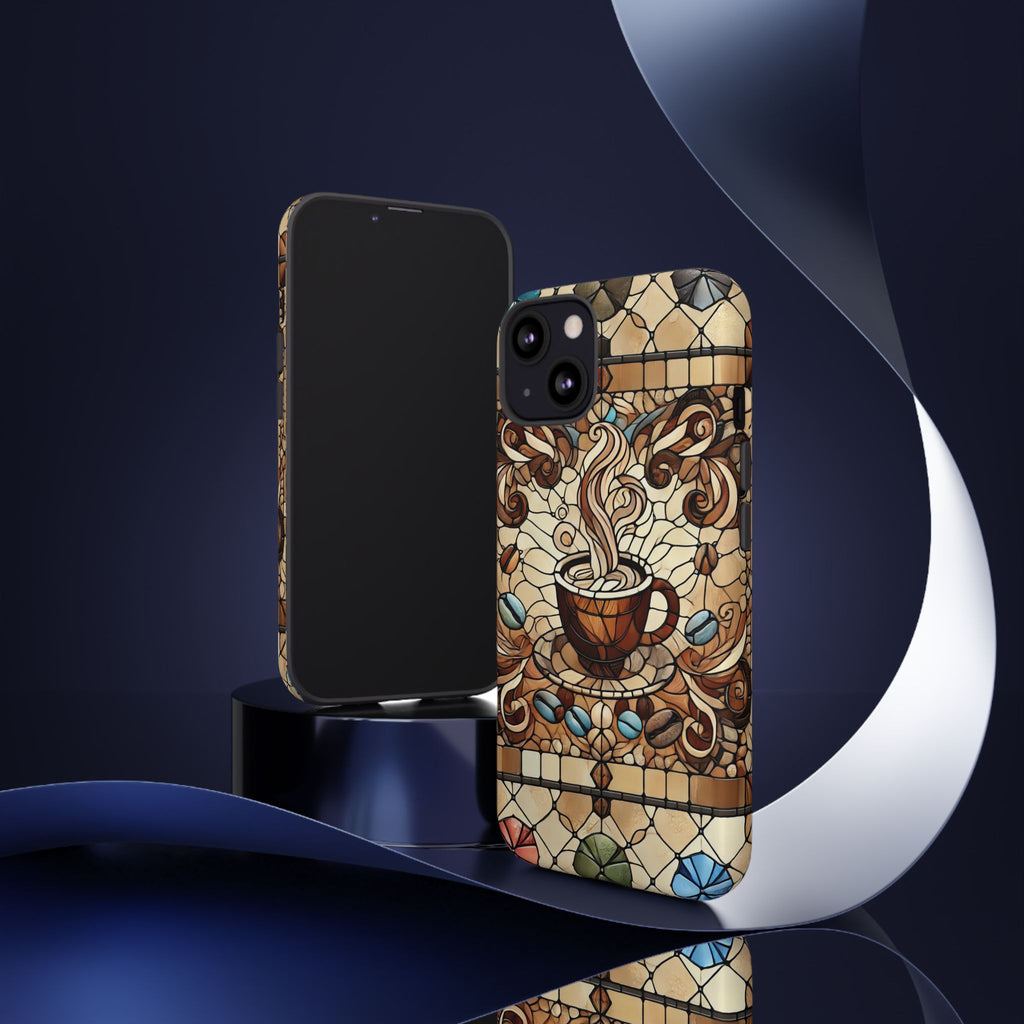 Stained Glass Coffee iPhone Case – Shockproof TPU, 3D Wrap Design