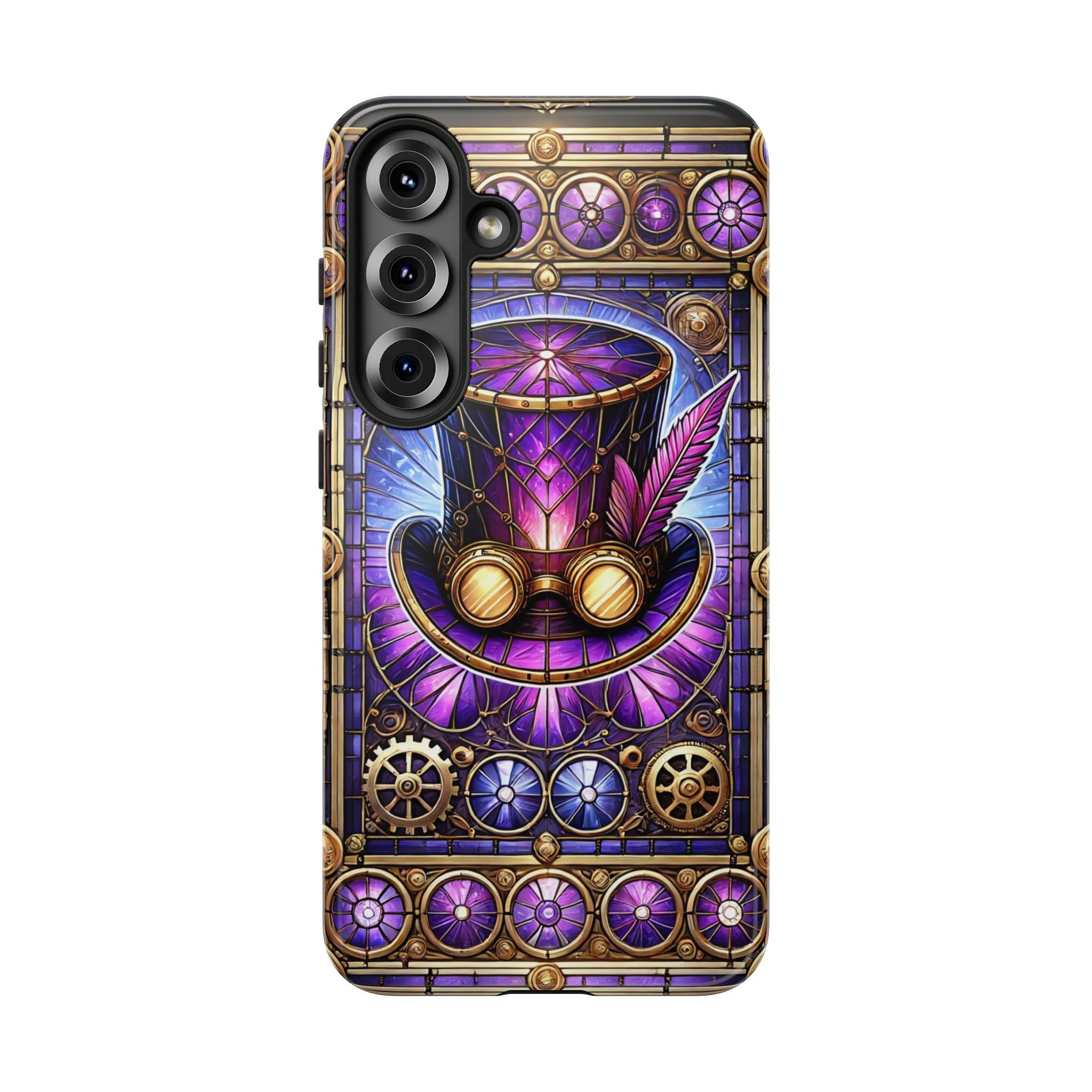 Stained Glass Steampunk Android Phone Case – 3D Full-Wrap Protective Cover with TPU Liner