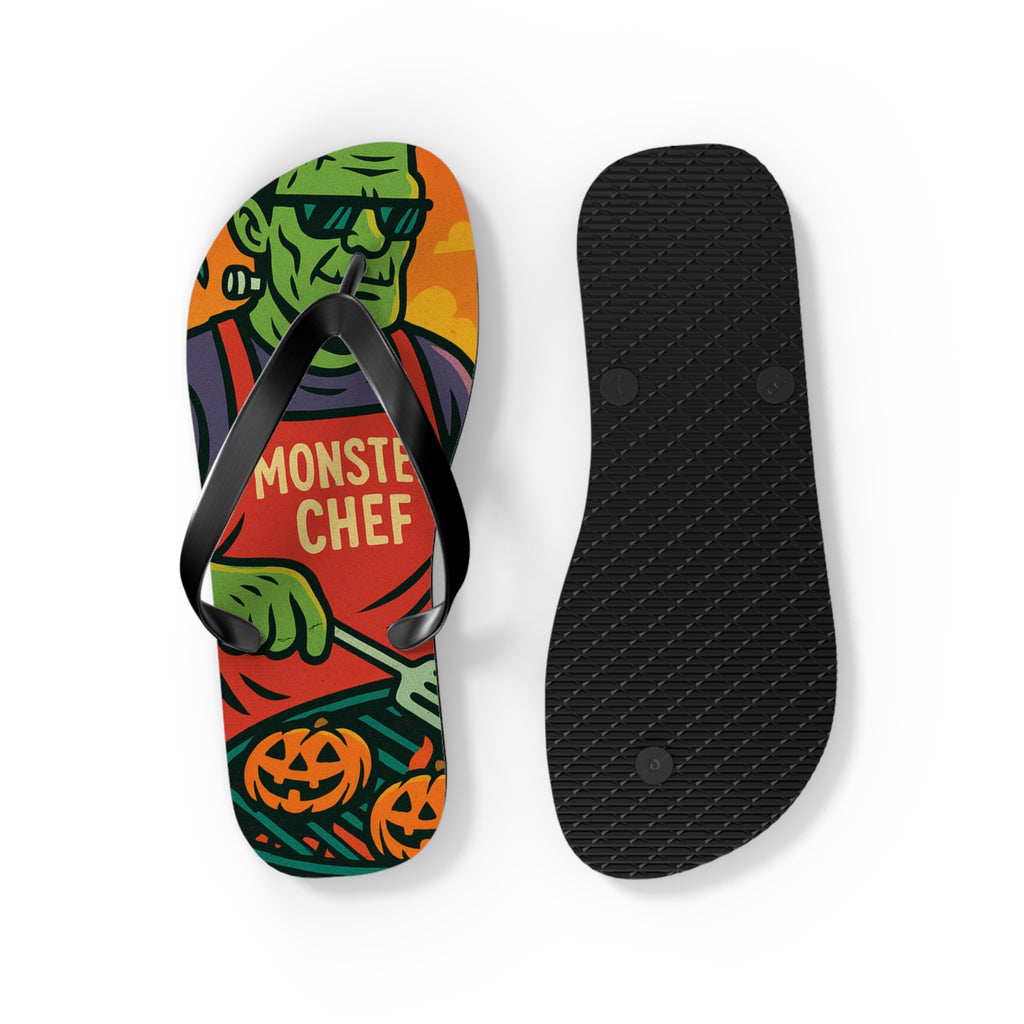Halloween Monster Chef Flip Flops – Vibrant Summerween Sandals
