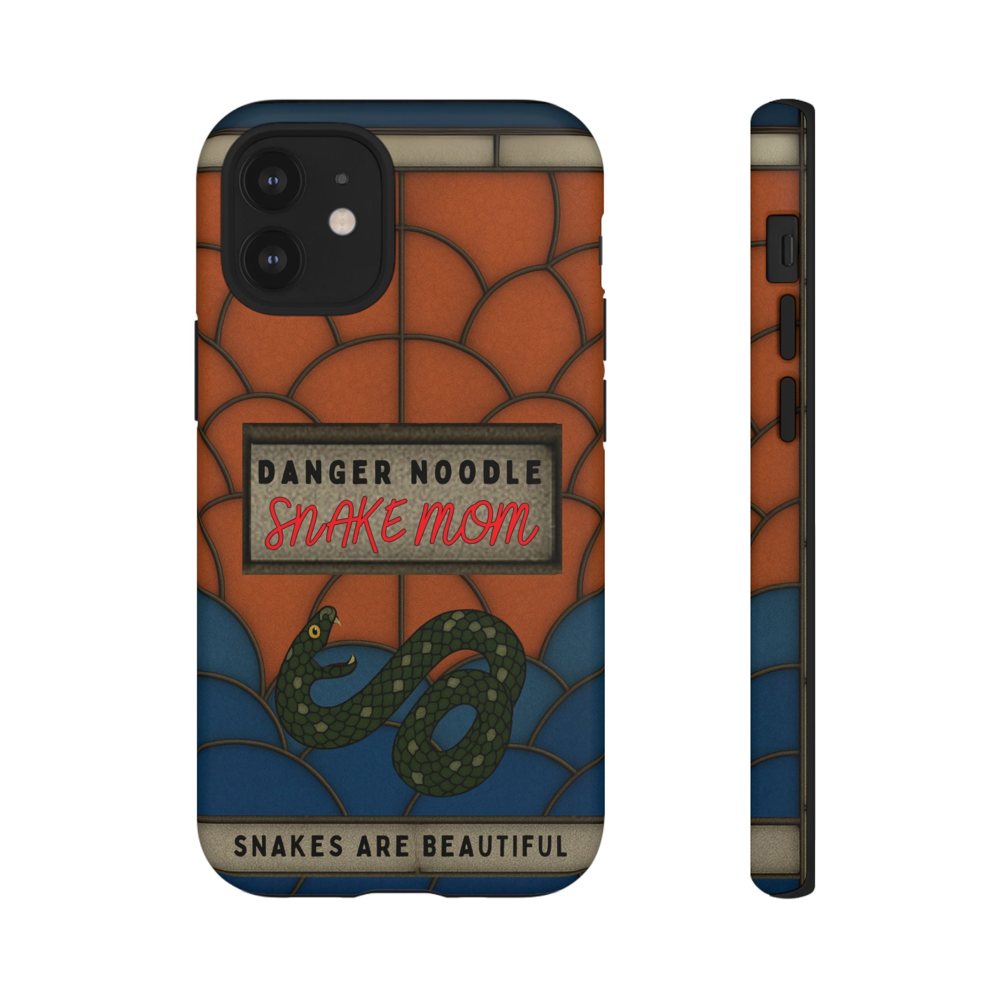 Danger Noodle Snake Mom Phone Case | Snakes Are Beautiful |Stained Glass Snake Art | Funny Snake Lover Gift |  Reptile Mom Phone Cover