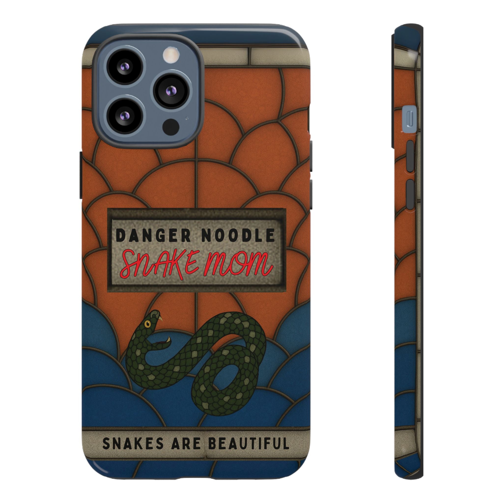 Danger Noodle Snake Mom Phone Case | Snakes Are Beautiful |Stained Glass Snake Art | Funny Snake Lover Gift |  Reptile Mom Phone Cover
