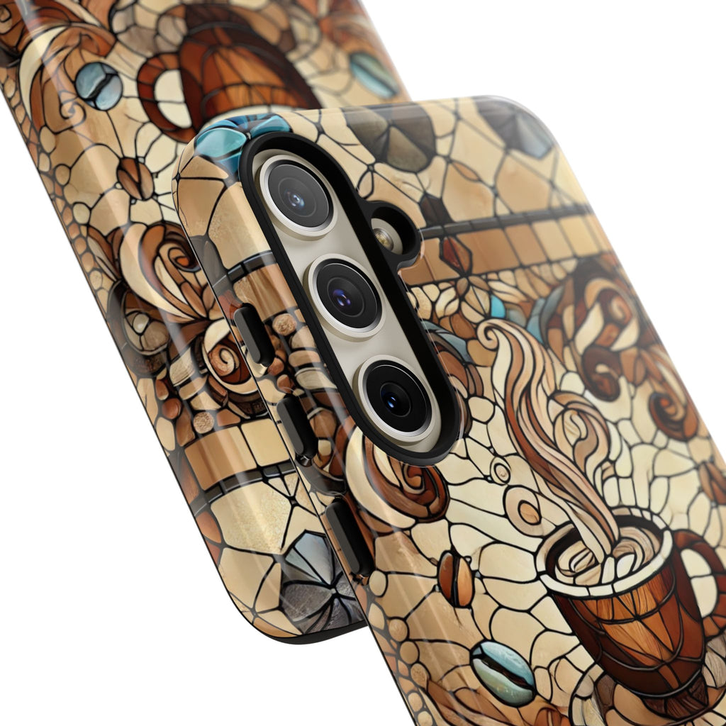 Stained Glass Coffee Android Phone Case – Shockproof TPU, 3D Wrap