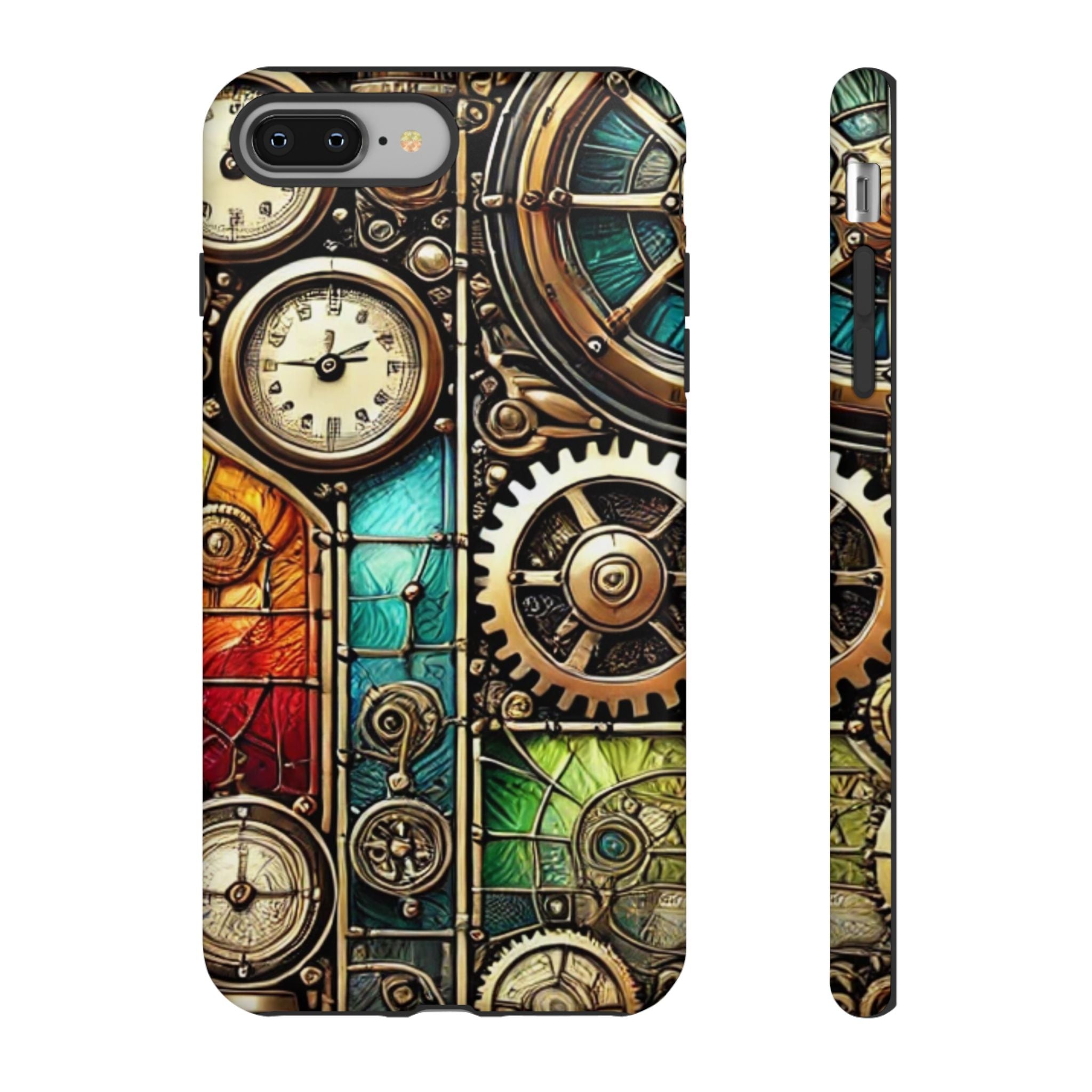 Steampunk Faux Stained Glass iPhone Case – 3D Full-Wrap Protective Cover with TPU Liner