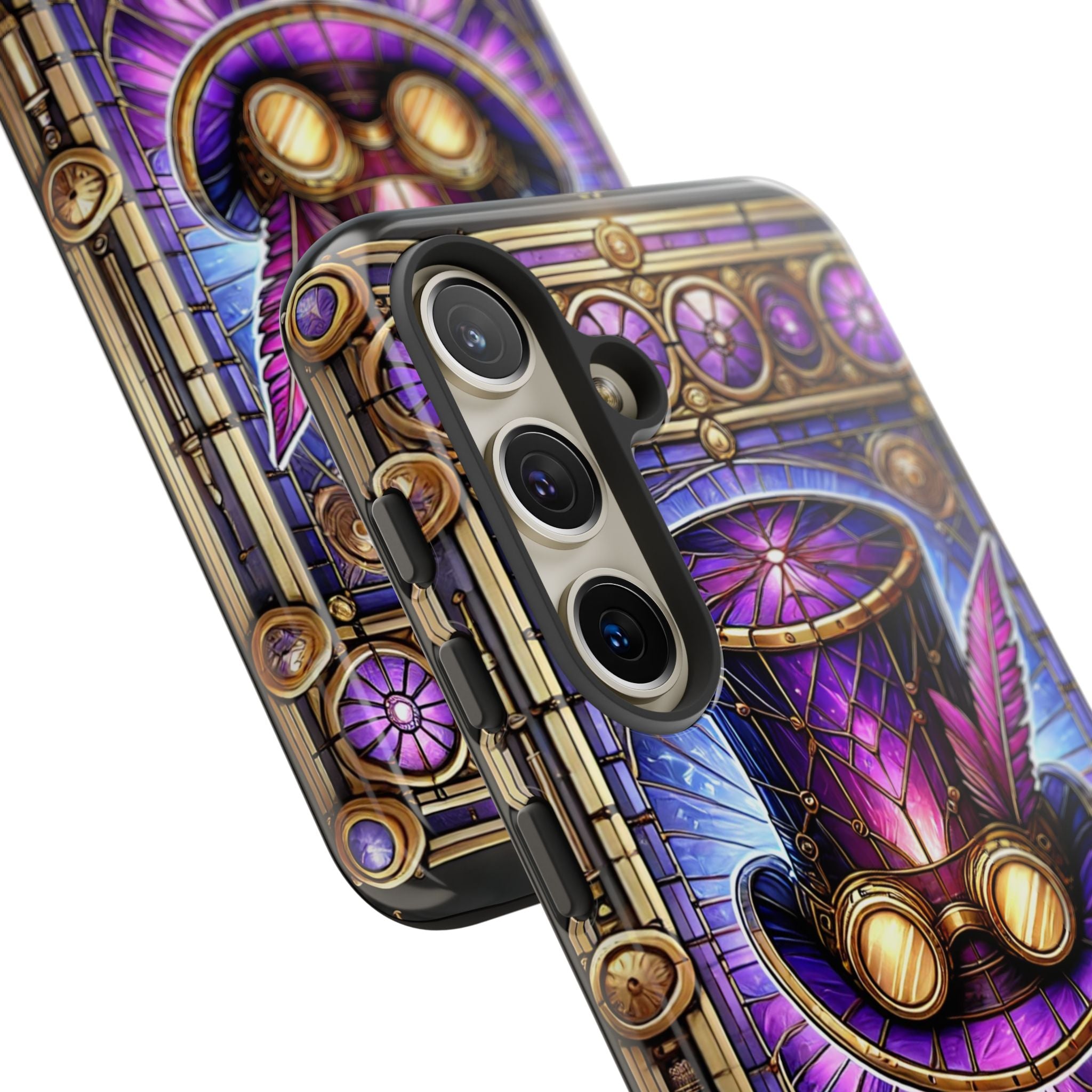 Stained Glass Steampunk Android Phone Case – 3D Full-Wrap Protective Cover with TPU Liner