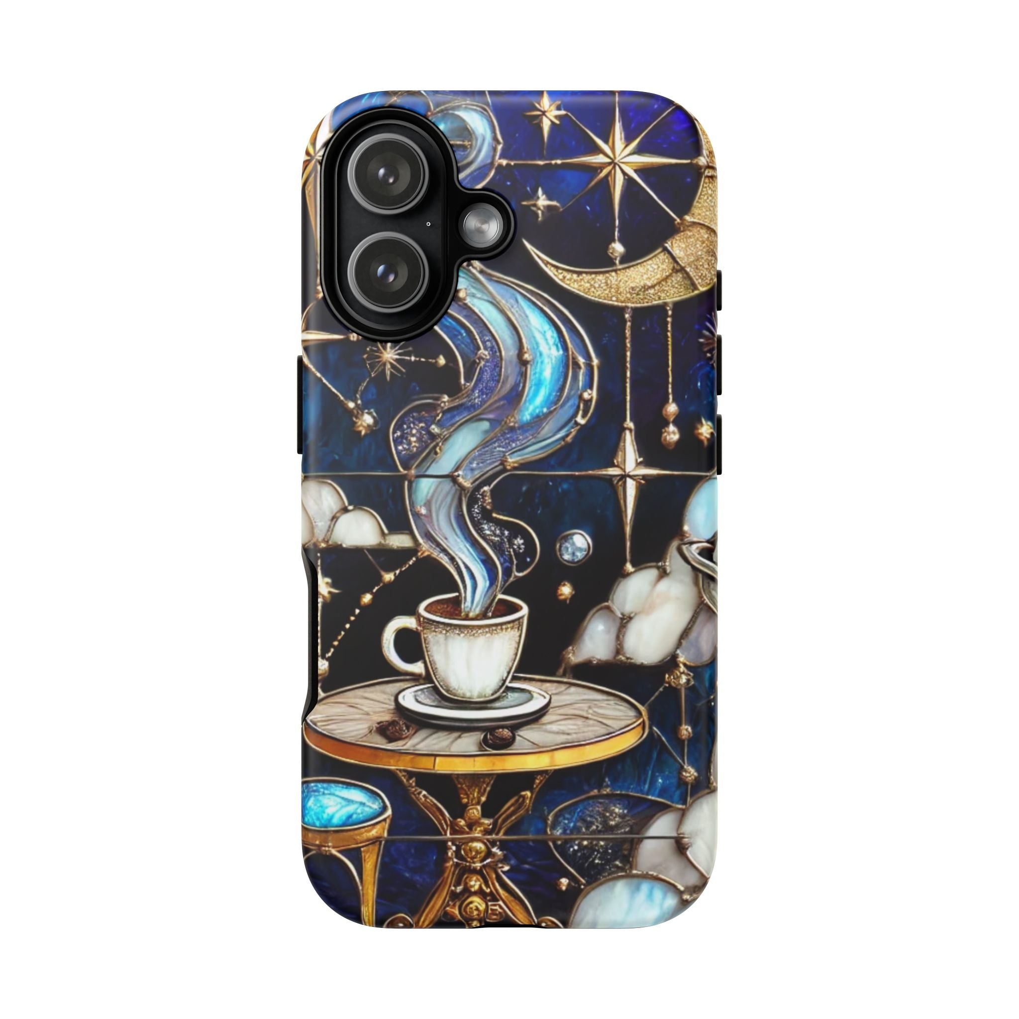 Celestial Stained Glass Coffee iPhone Case – Shockproof 3D Wrap