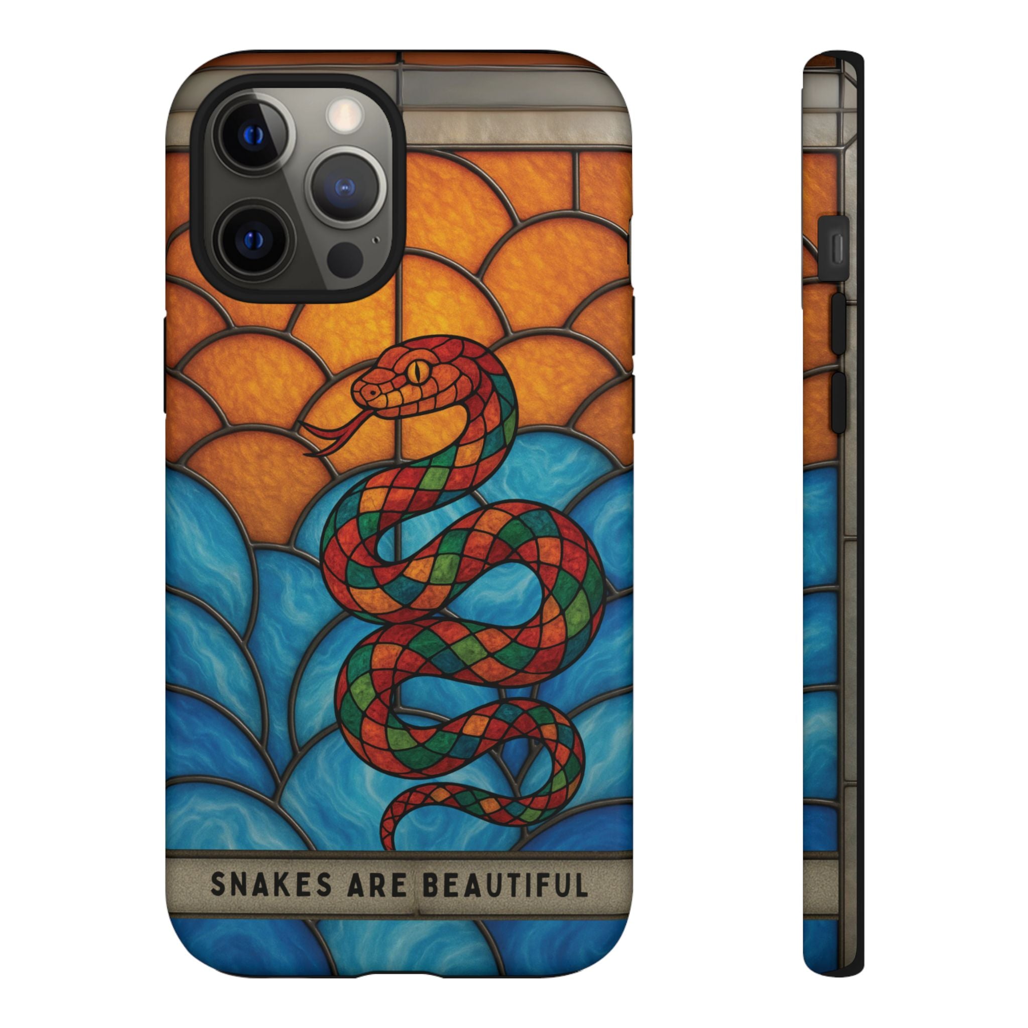 Snakes Are Beautiful Stained Glass Phone Case, Colorful Reptile Design Phone Cover, Nature Lovers Reptile Phone Case, Danger Noodle Case