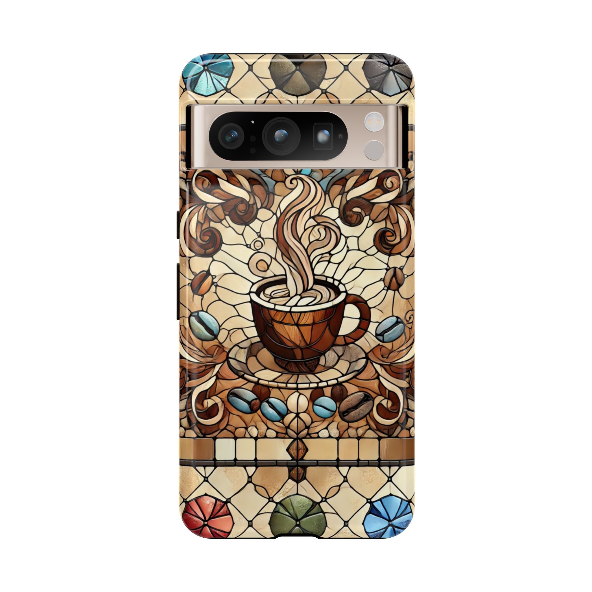 Stained Glass Coffee Android Phone Case – Shockproof TPU, 3D Wrap