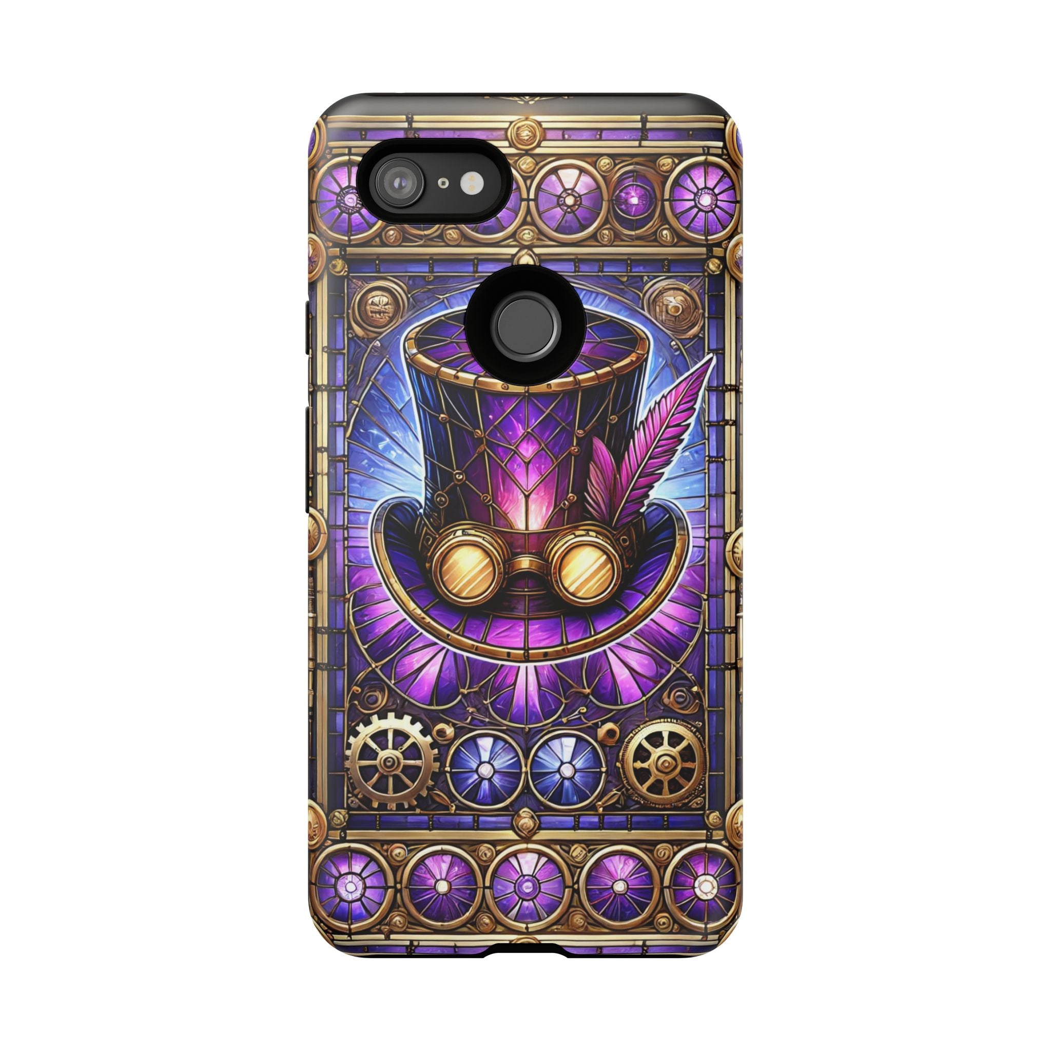 Stained Glass Steampunk Android Phone Case – 3D Full-Wrap Protective Cover with TPU Liner