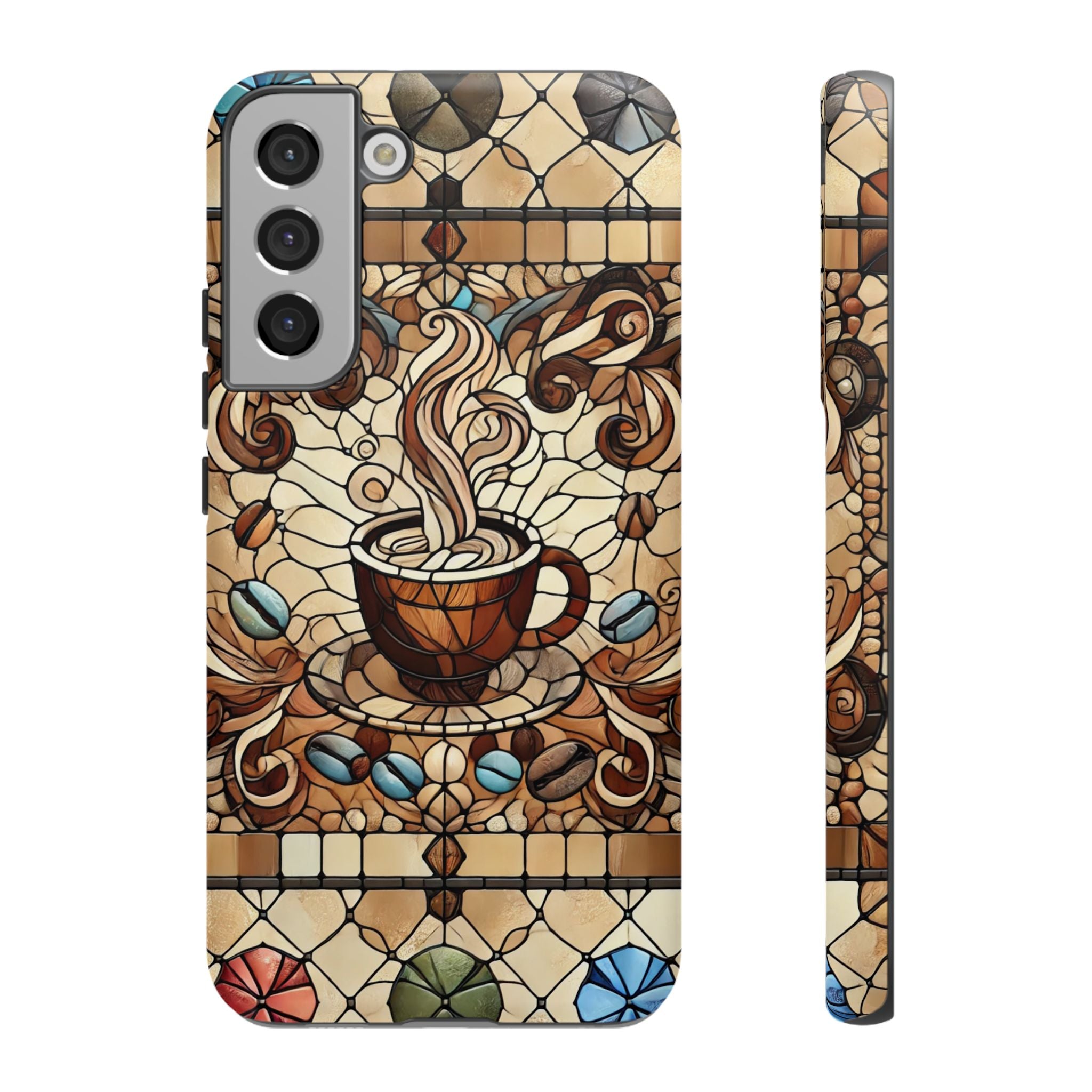 Stained Glass Coffee Android Phone Case – Shockproof TPU, 3D Wrap