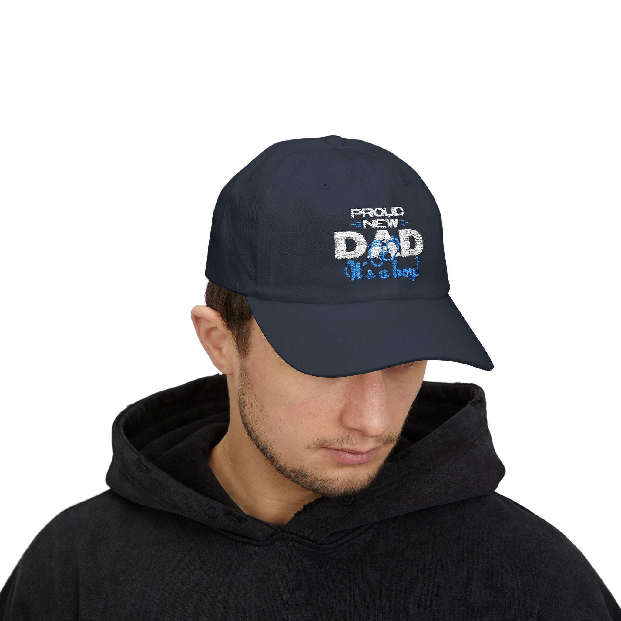 New Dad Cap - "Proud New Dad, It's a Boy" Embroidered Baseball Hat