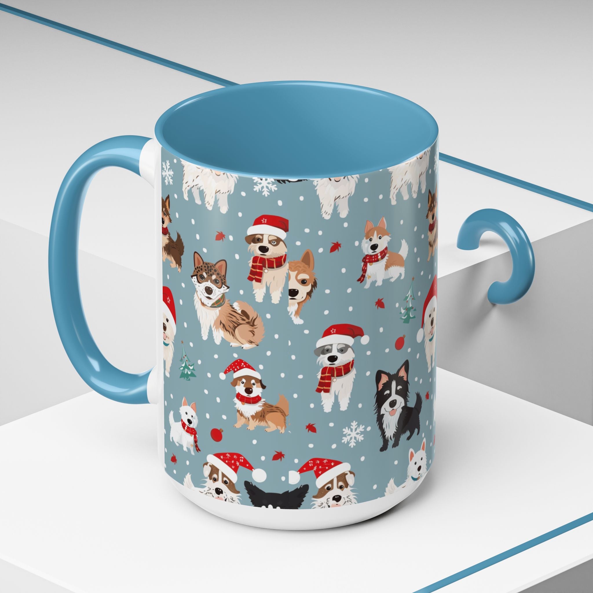Corgi Holiday Coffee Mug – Cute Santa Dog Pattern Accent Mug (11/15oz)