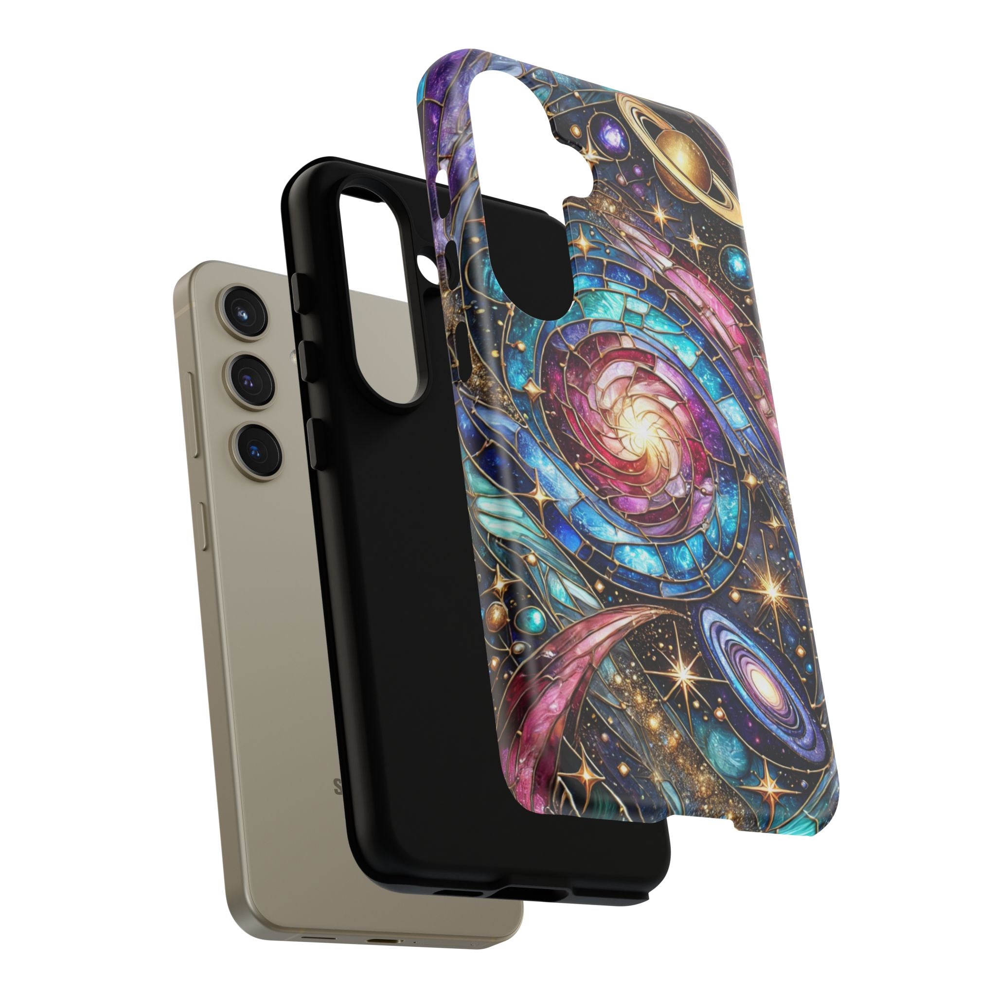 Stained Glass Celestial Android Phone Case – 3D Galaxy Full-Wrap Protective Cover with TPU Liner
