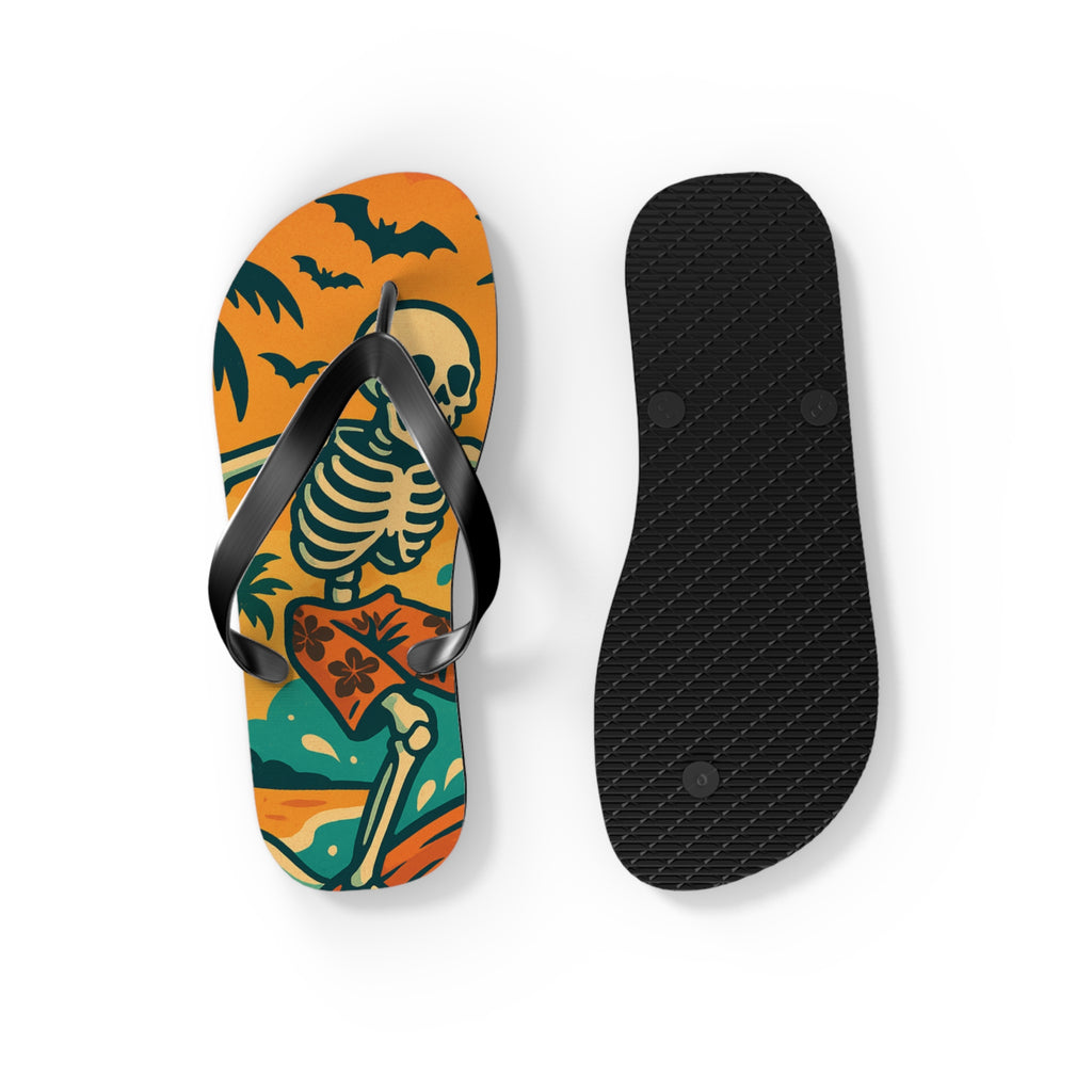Halloween Skeleton Flip Flops - Summerween Surfer Beach Sandals