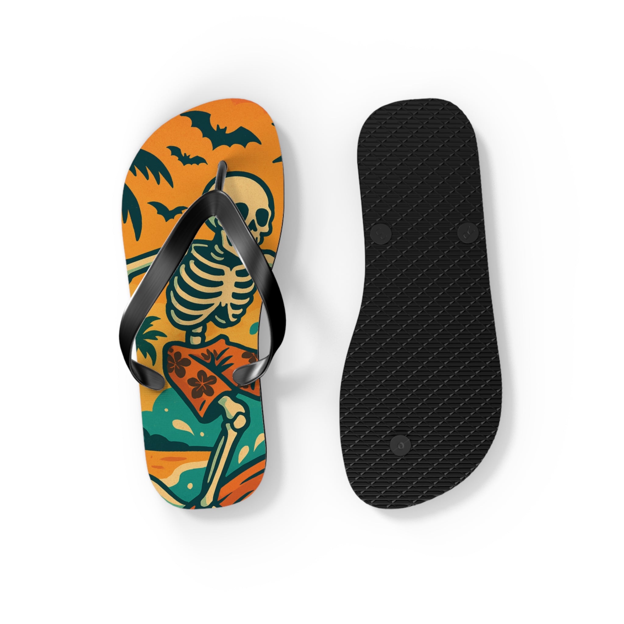 Halloween Skeleton Flip Flops - Summerween Surfer Beach Sandals