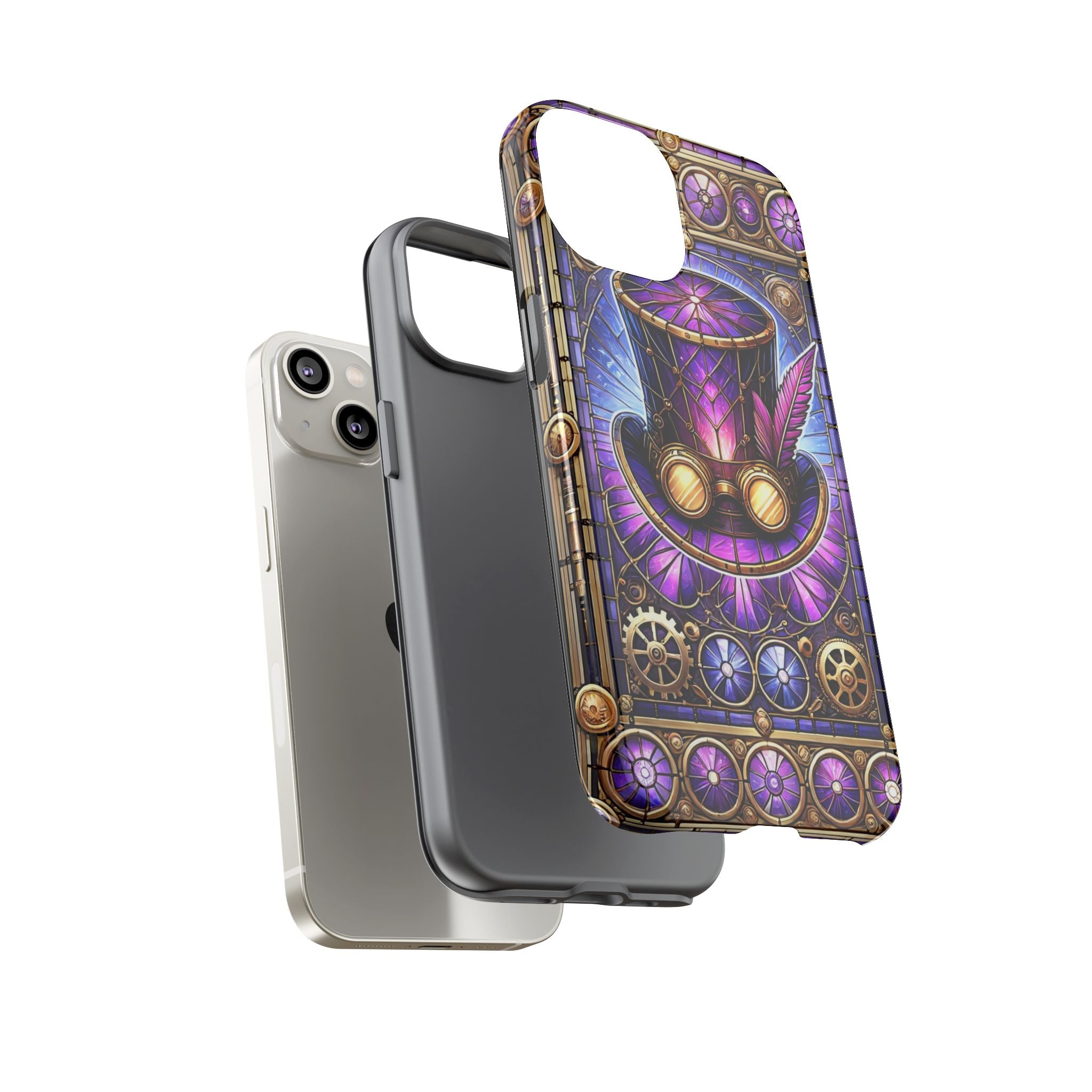 Stained Glass Steampunk iPhone Case – 3D Full-Wrap Protective Phone Cover With TPU Liner