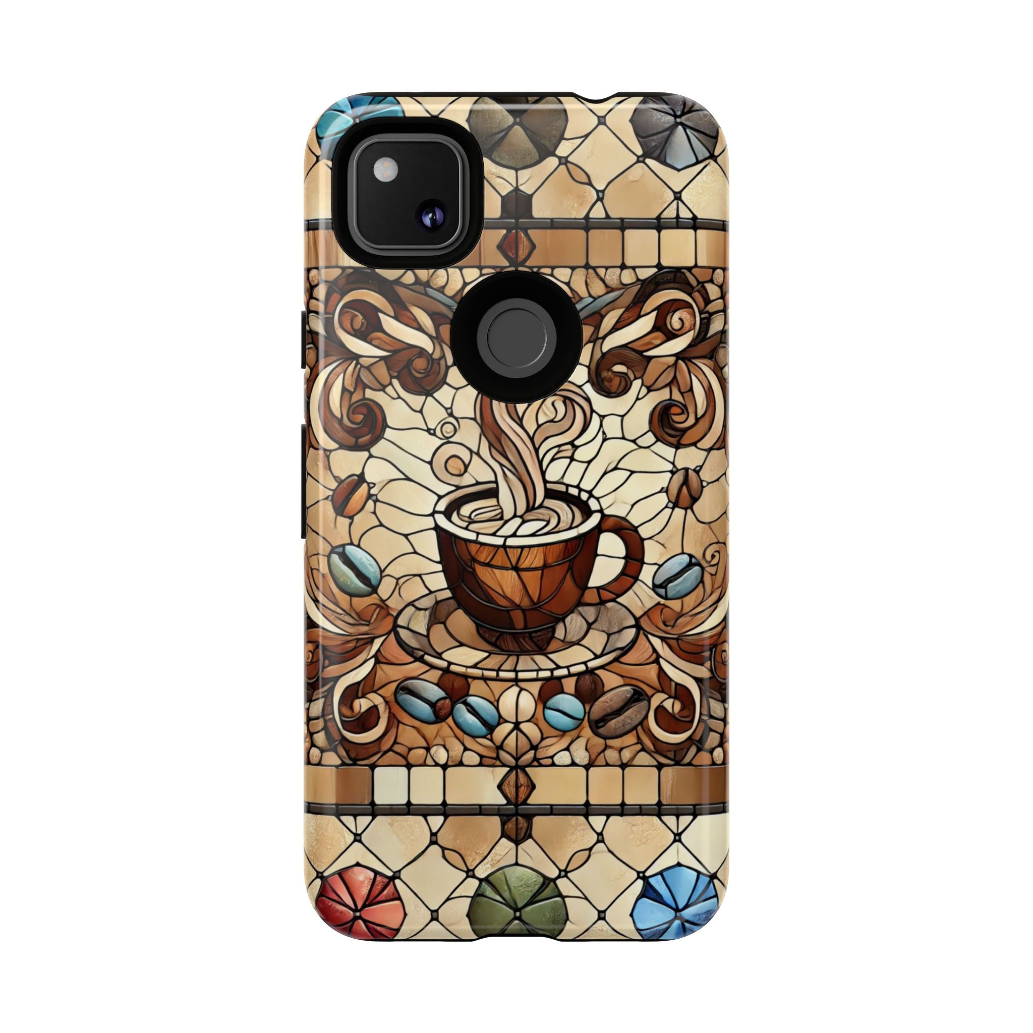 Stained Glass Coffee Android Phone Case – Shockproof TPU, 3D Wrap