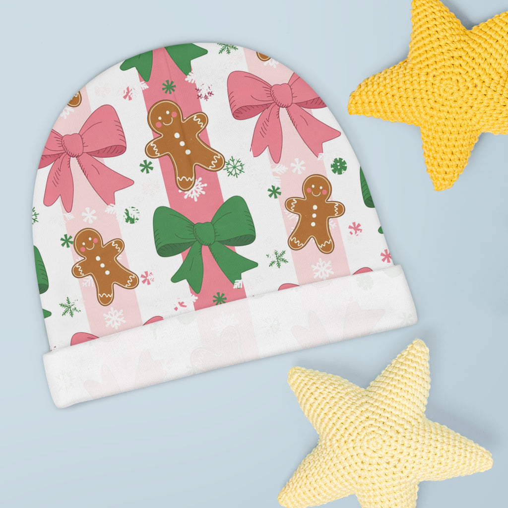 Gingerbread Christmas Baby Beanie – Newborn Holiday Hat
