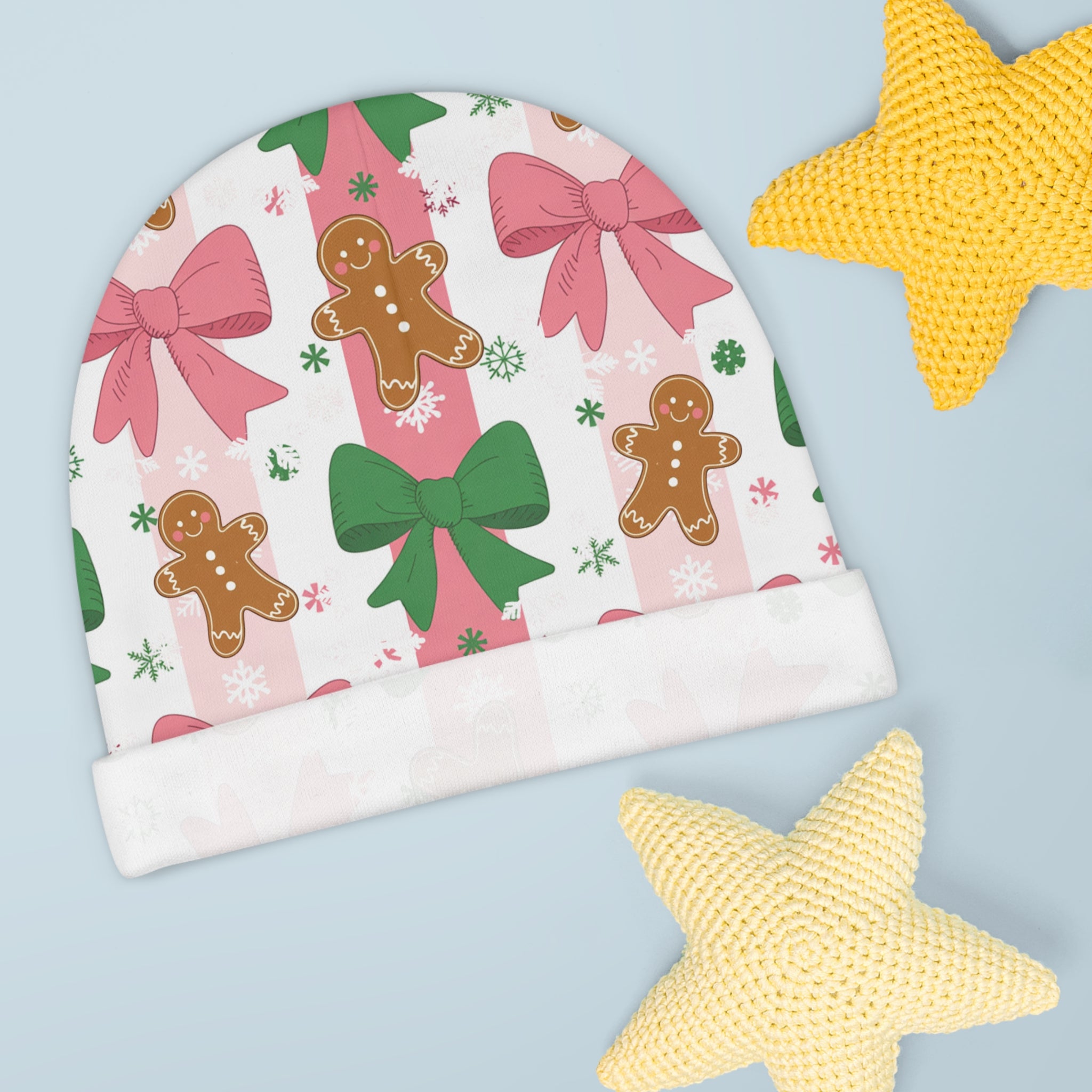 Gingerbread Christmas Baby Beanie – Newborn Holiday Hat
