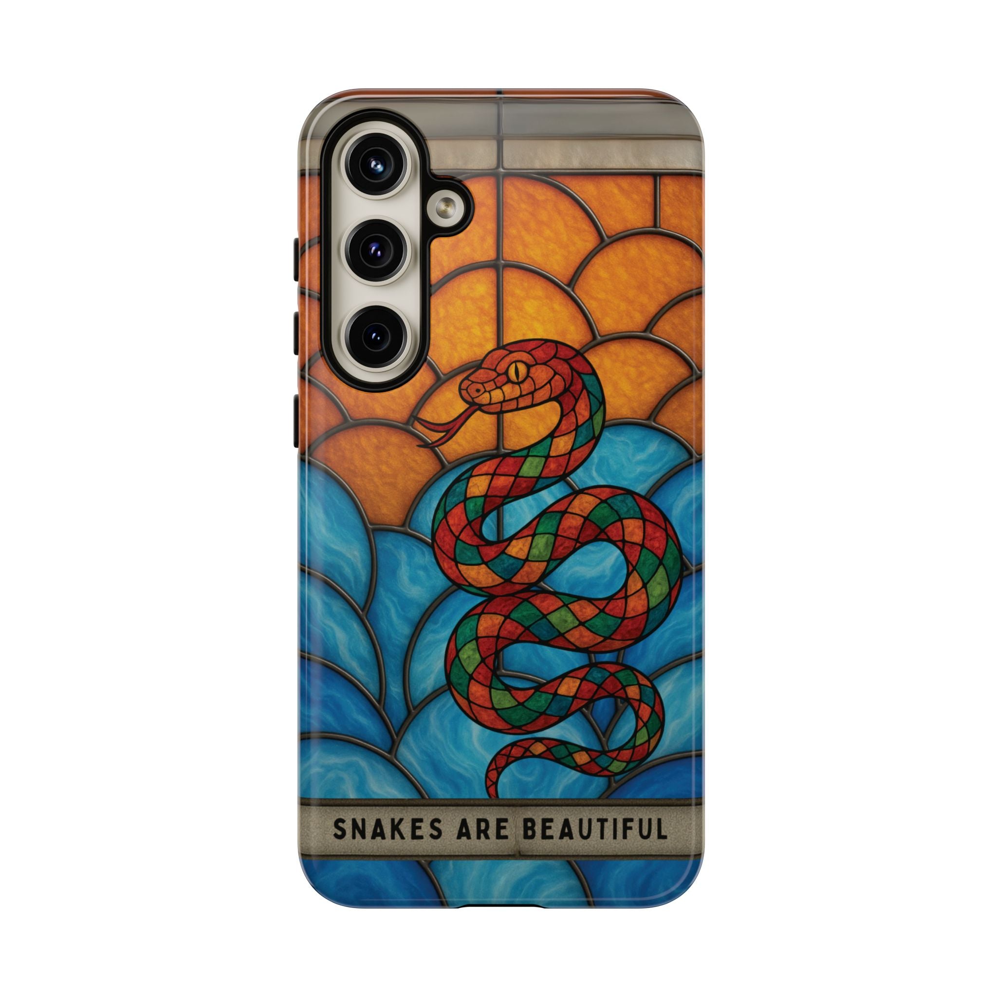 Snakes Are Beautiful Stained Glass Phone Case, Colorful Reptile Design Phone Cover, Nature Lovers Reptile Phone Case, Danger Noodle Case