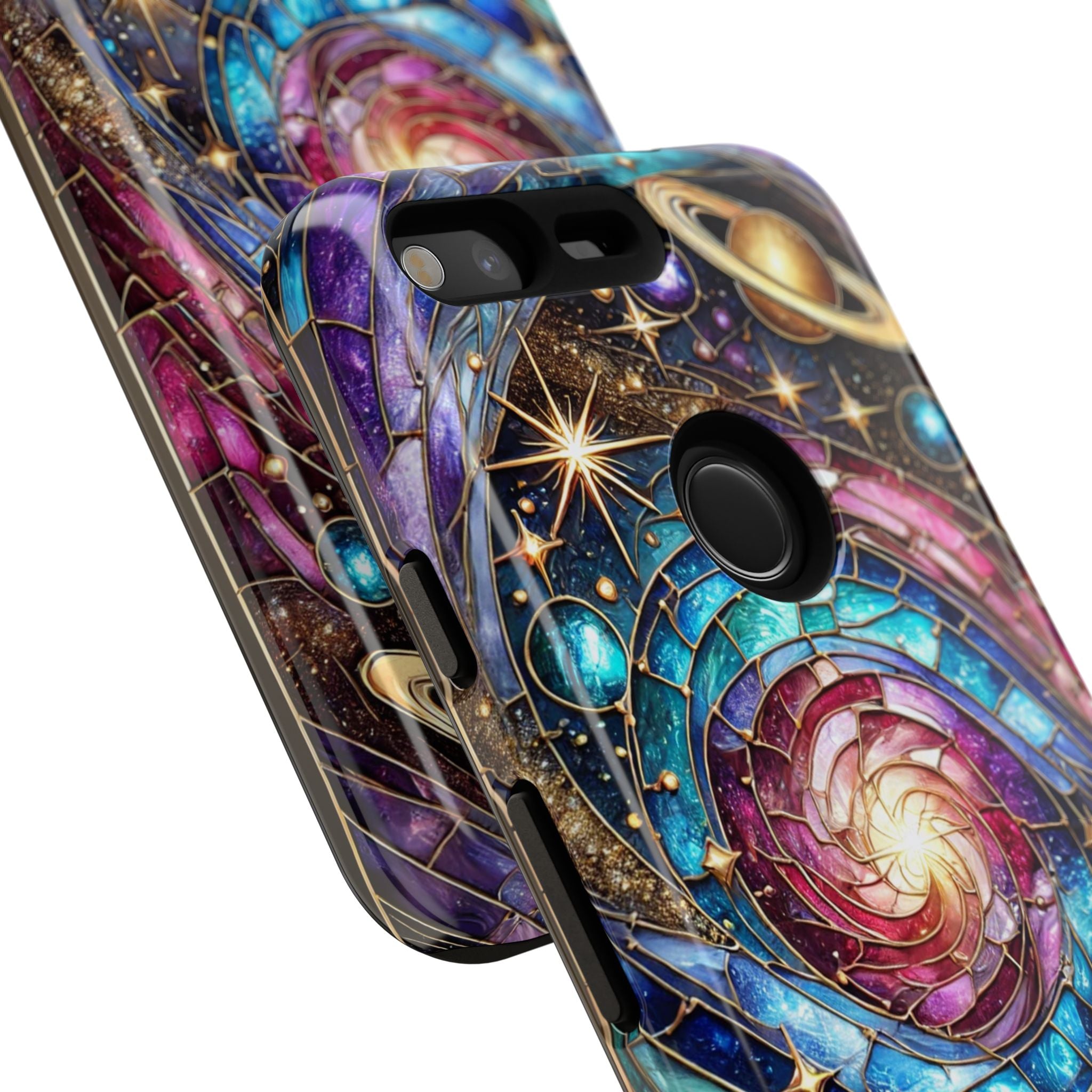 Stained Glass Celestial Android Phone Case – 3D Galaxy Full-Wrap Protective Cover with TPU Liner