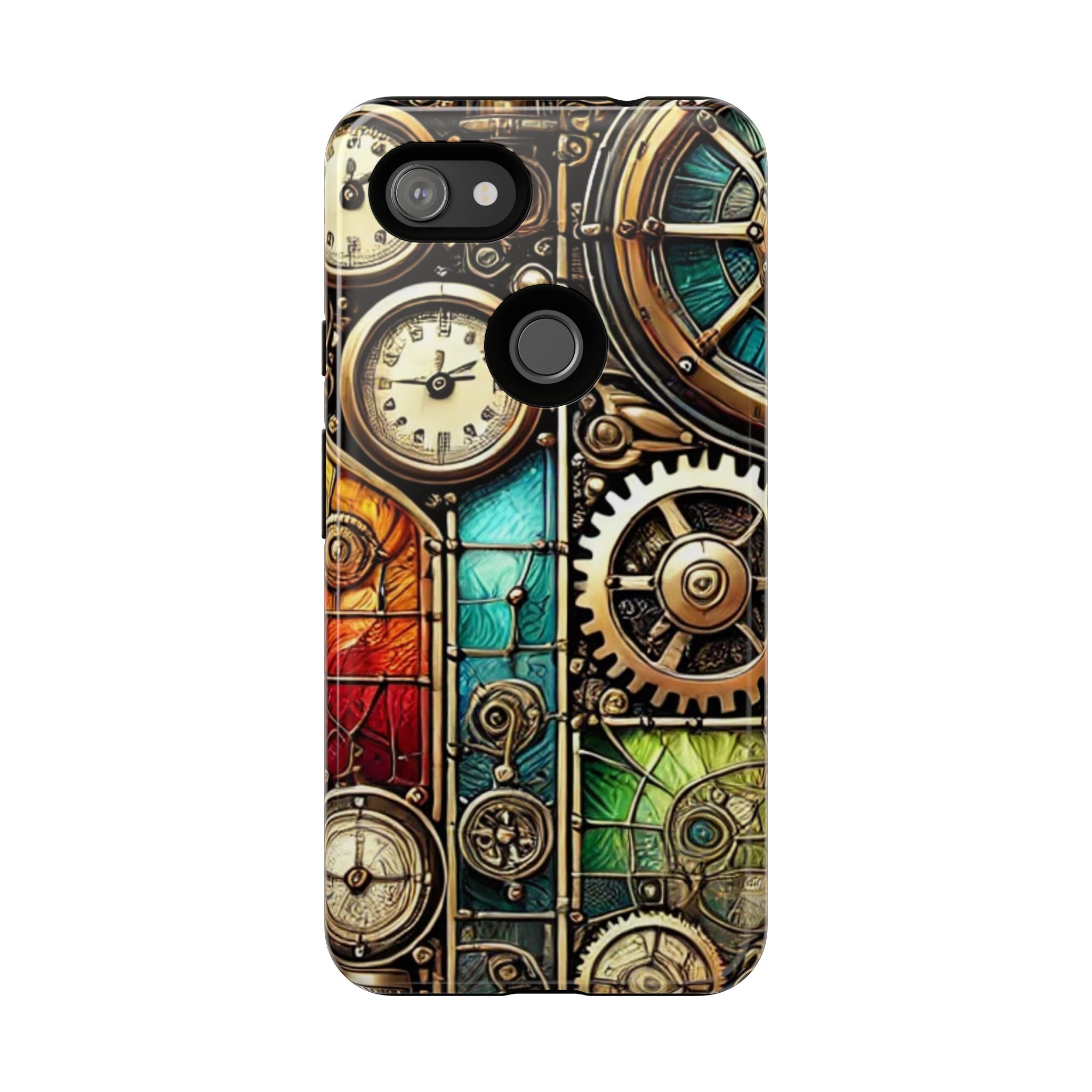 Steampunk Faux Stained Glass Android Phone Case – 3D Full-Wrap Protective Cover with TPU Liner