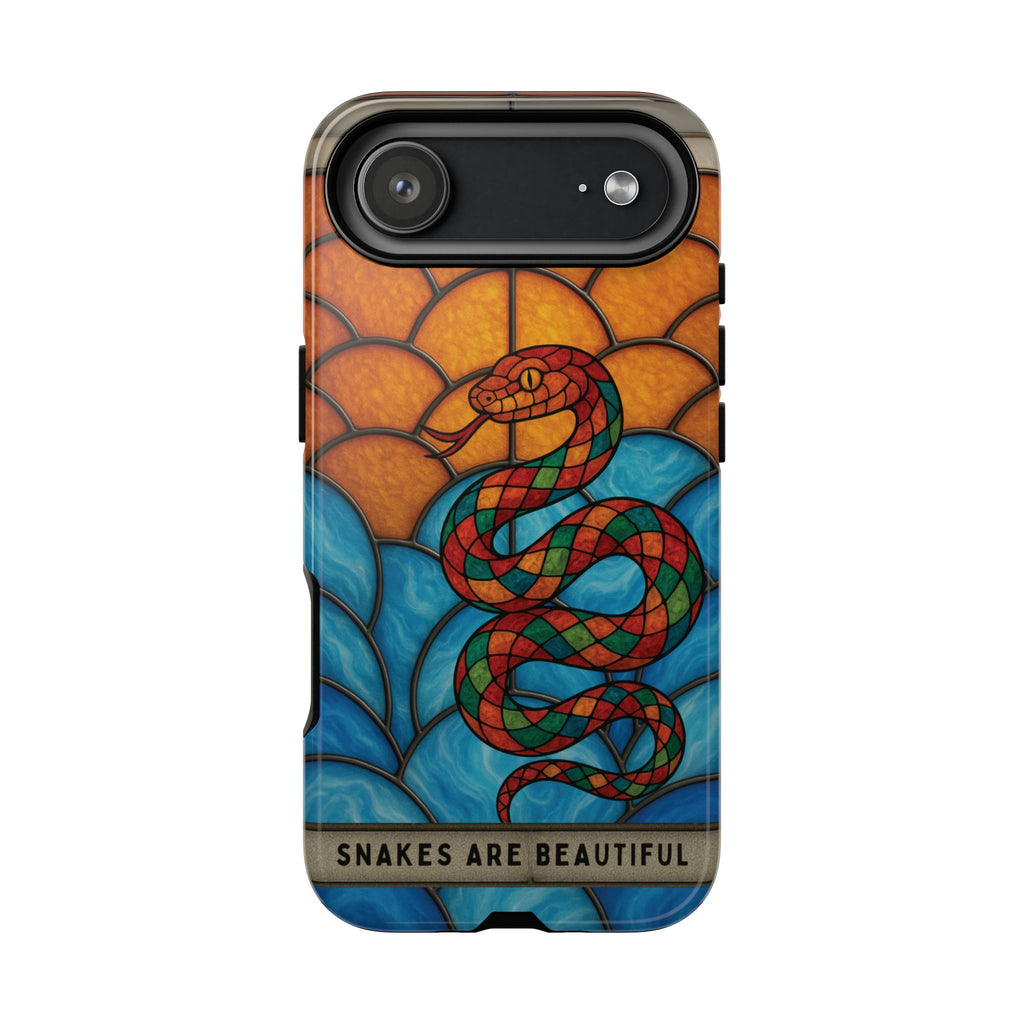 Snakes Are Beautiful Stained Glass Phone Case, Colorful Reptile Design Phone Cover, Nature Lovers Reptile Phone Case, Danger Noodle Case