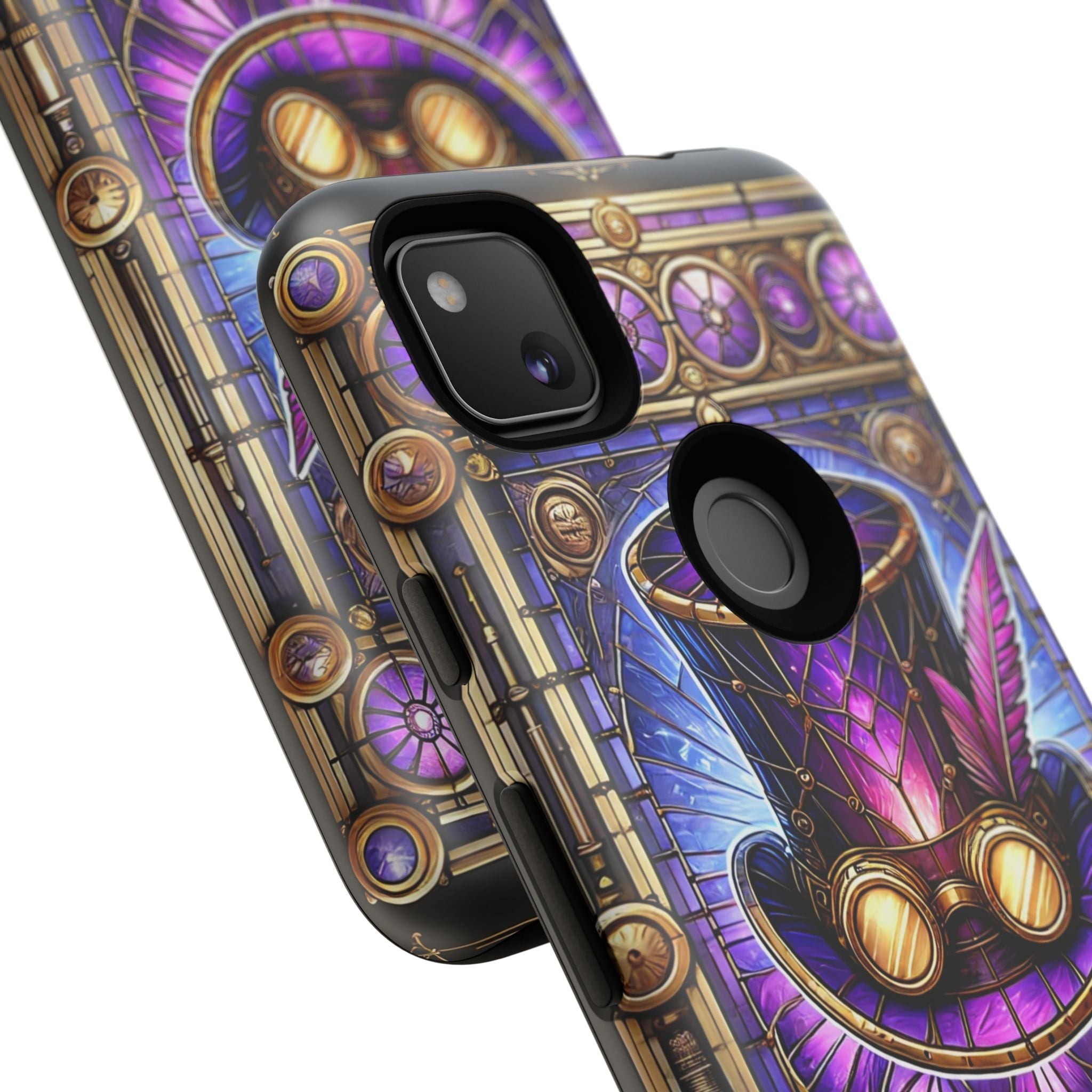 Stained Glass Steampunk Android Phone Case – 3D Full-Wrap Protective Cover with TPU Liner